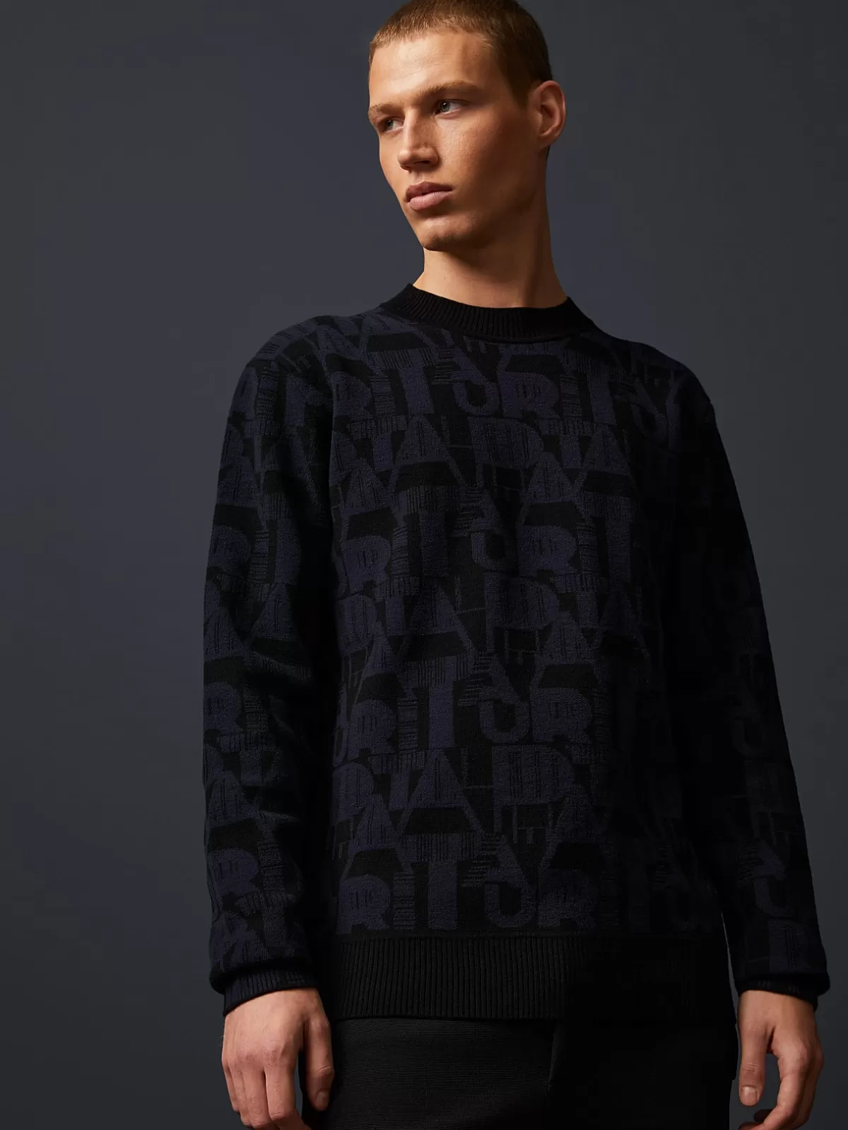 Outlet AlphaTauri Monogram Crewneck Sweater Navy