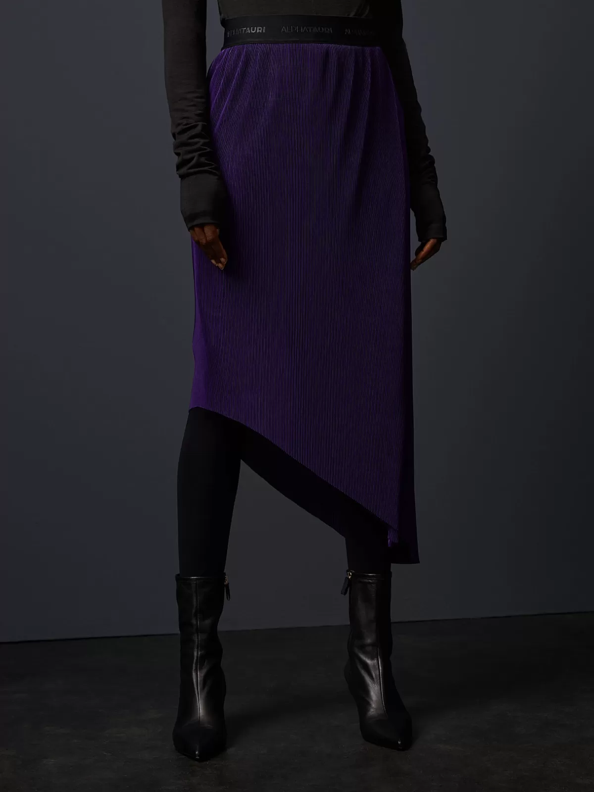 New AlphaTauri Asymetrical Plissé Wrap Skirt Purple