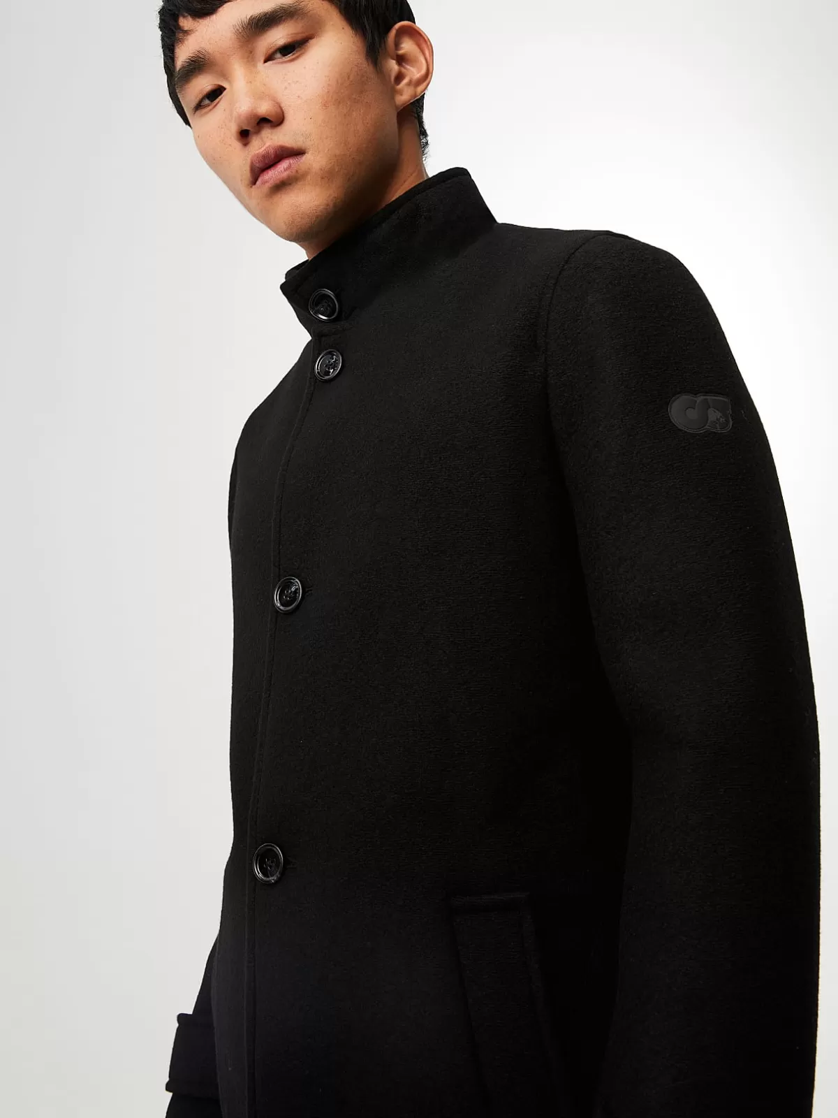 Cheap AlphaTauri Bonded Wool Coat Black