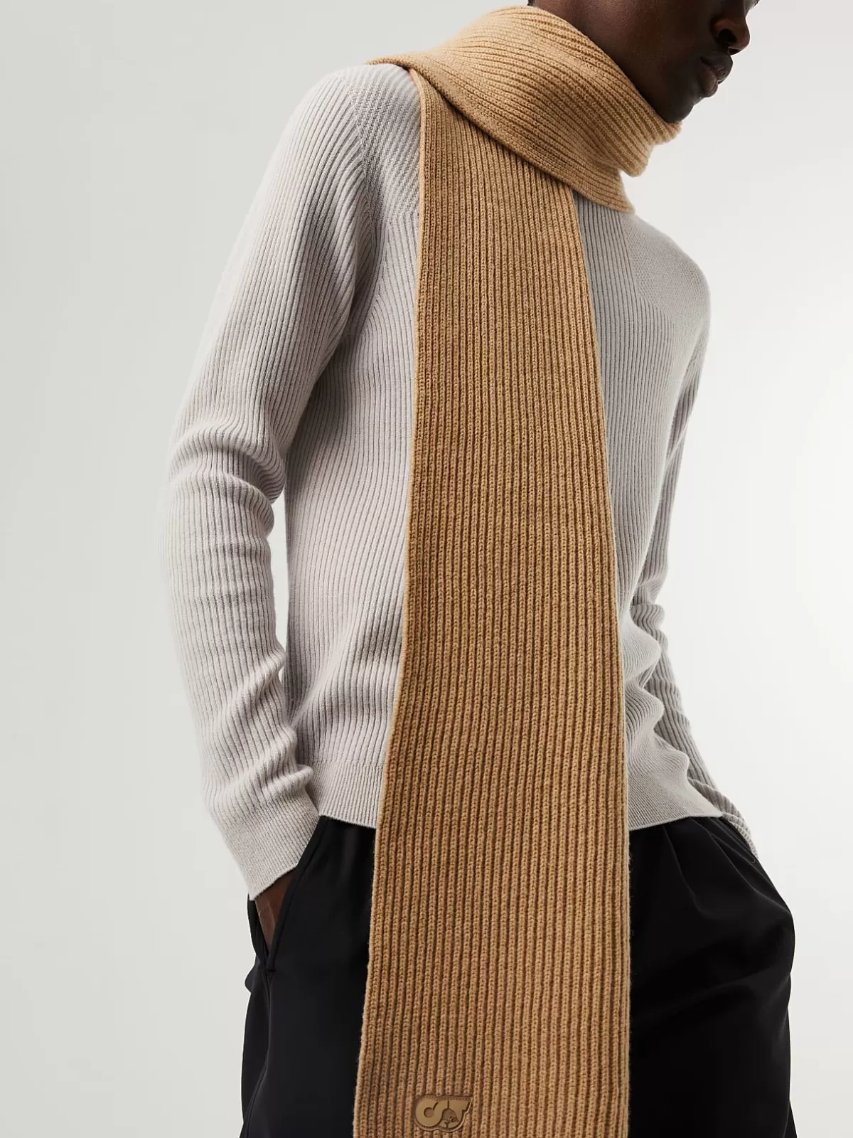 Hot AlphaTauri Cashmere-Blend Knit Scarf Brown / Beige