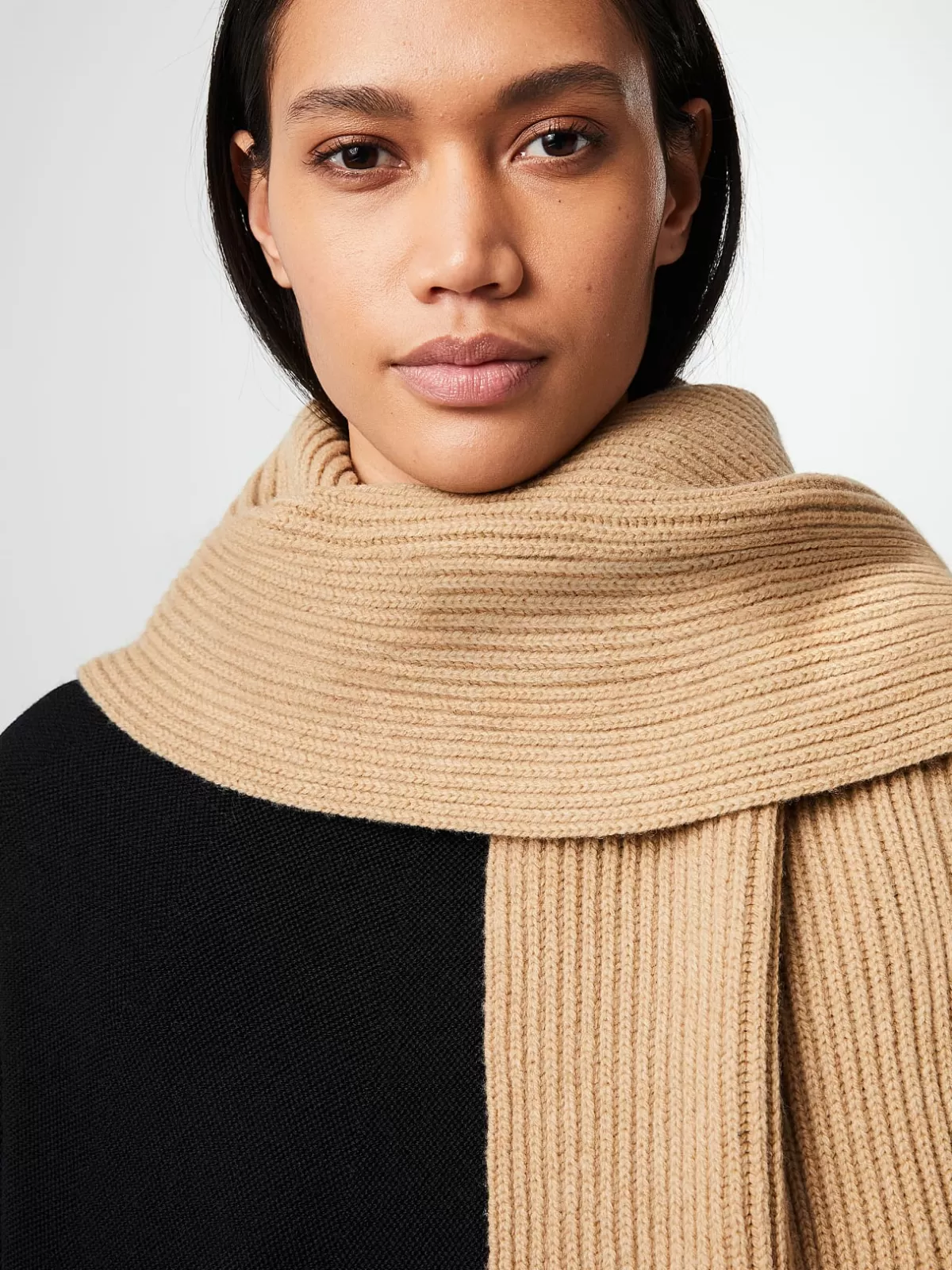 Hot AlphaTauri Cashmere-Blend Knit Scarf Brown / Beige