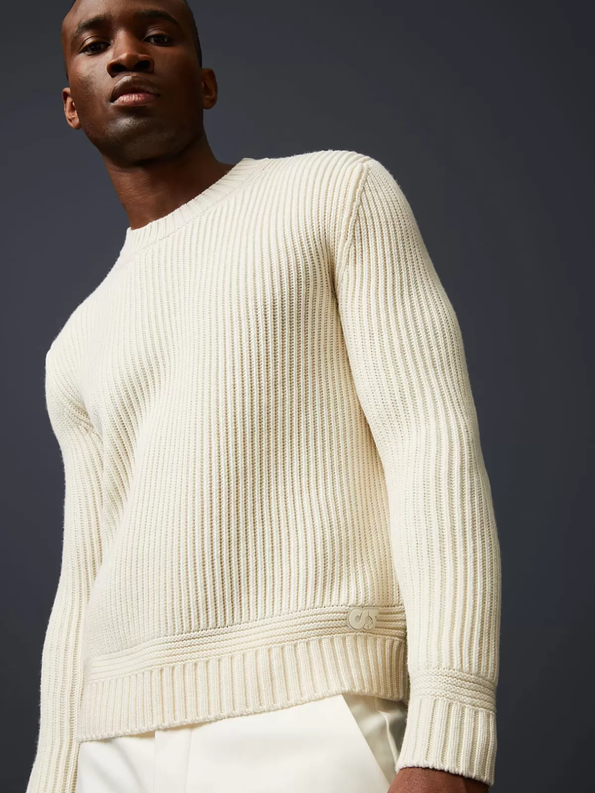 Fashion AlphaTauri Chunky Knit Merino-Wool Crewneck Sweater Off White