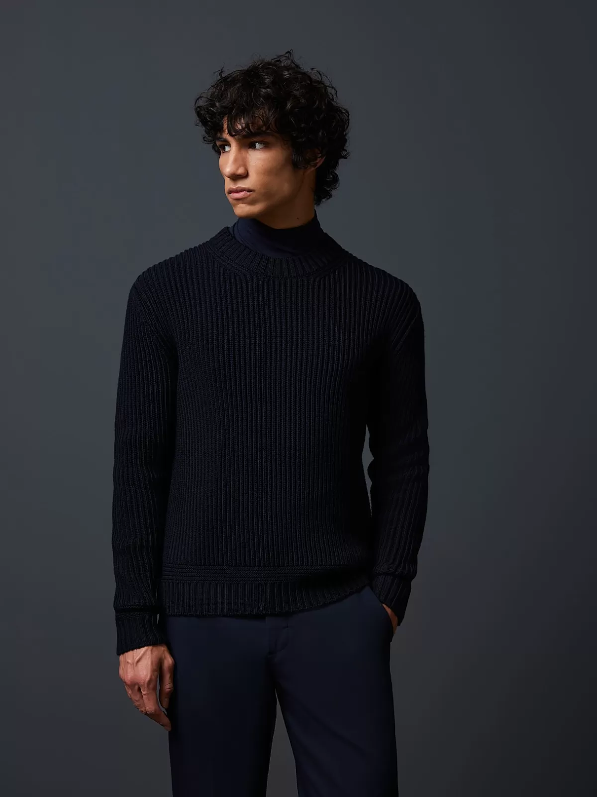 Online AlphaTauri Chunky Knit Merino-Wool Crewneck Sweater Navy