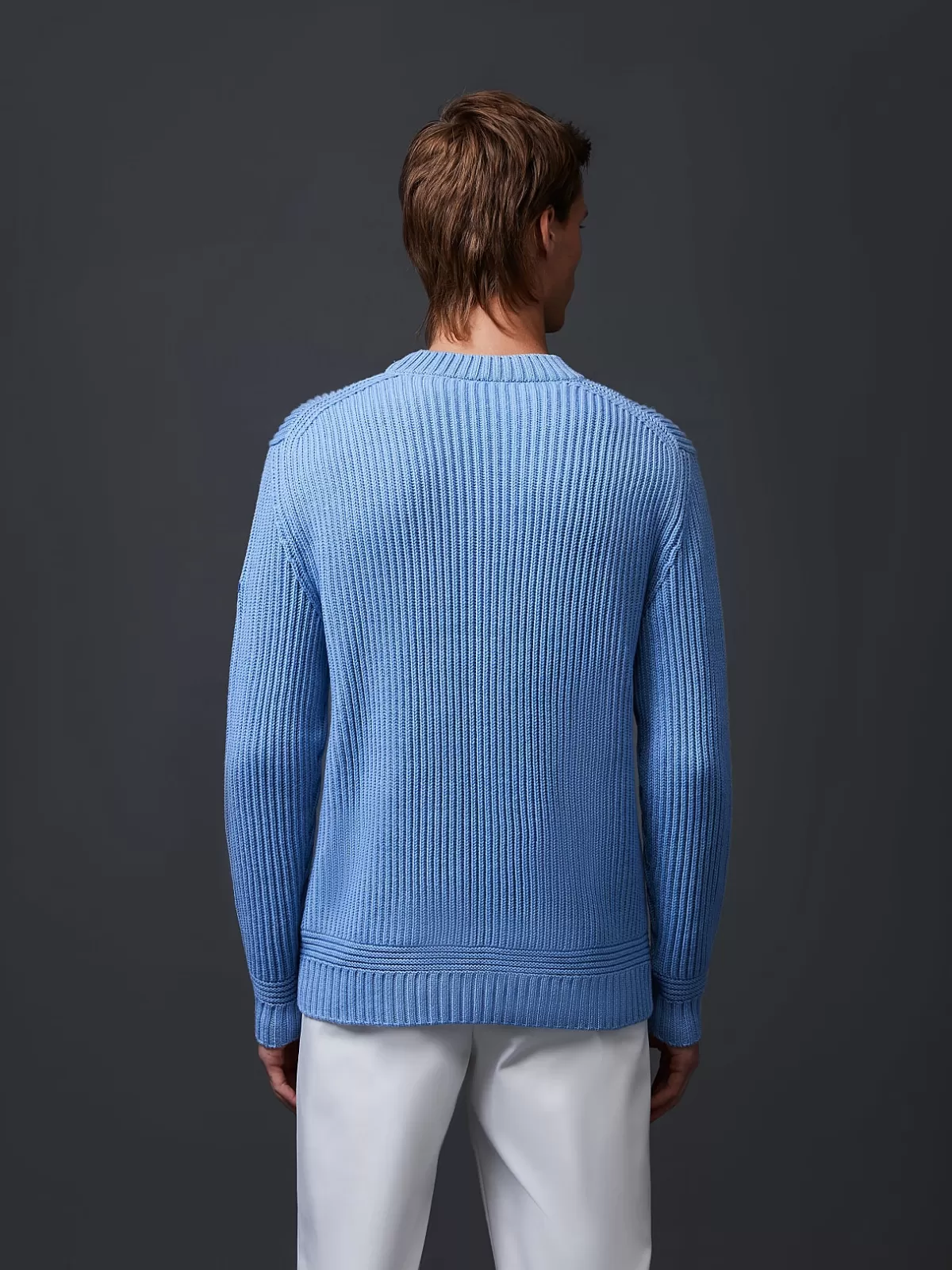 Online AlphaTauri Chunky Knit Merino-Wool Crewneck Sweater Medium Blue