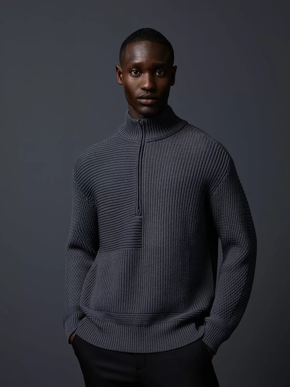 Best Sale AlphaTauri Chunky Knit Merino-Wool Half-Zip Grey