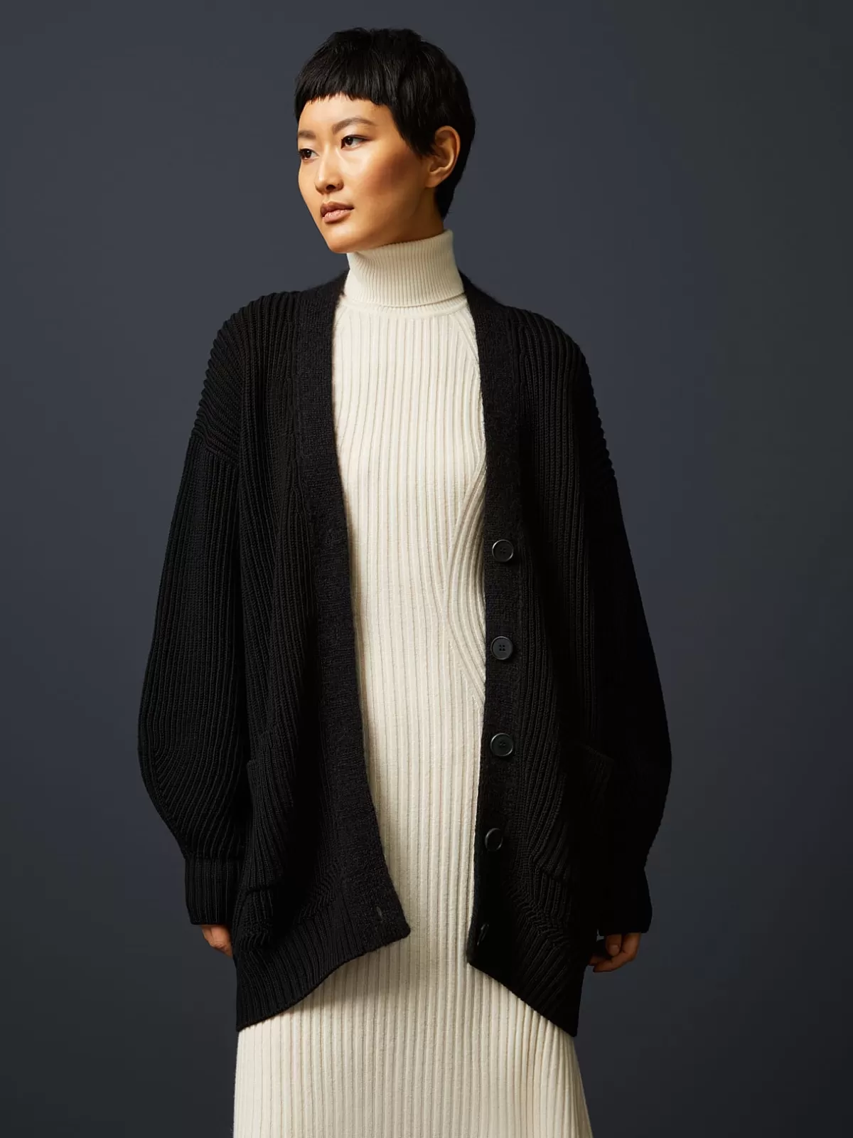 Discount AlphaTauri Chunky Knit Mohair-Merino Cardigan Black