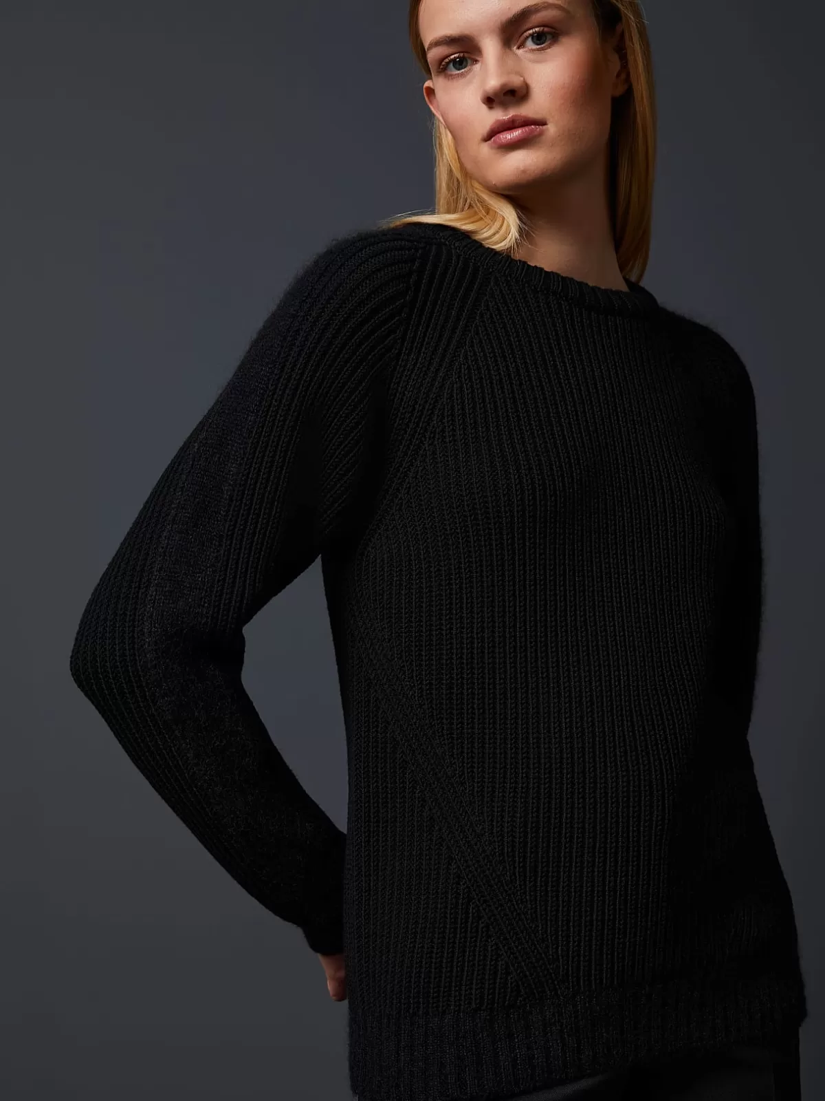 Online AlphaTauri Chunky Knit Mohair-Merino Crewneck Sweater Black