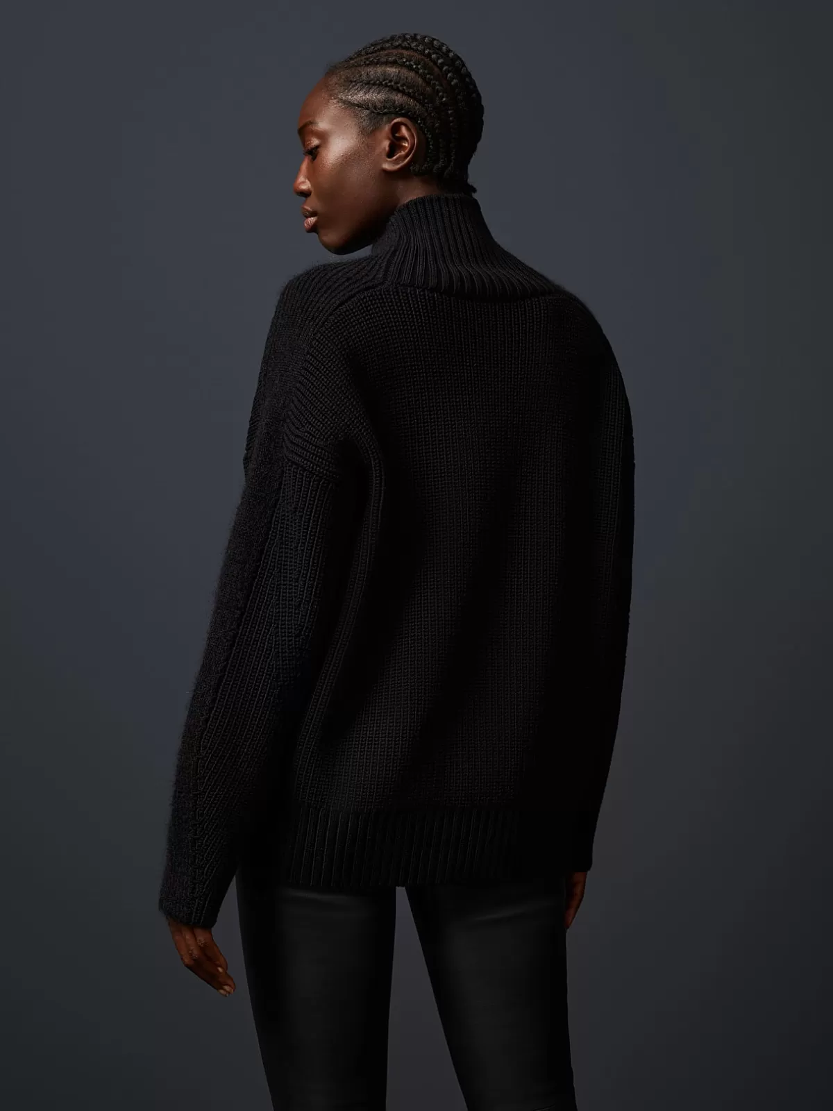 Hot AlphaTauri Chunky Knit Mohair-Merino Turtleneck Black