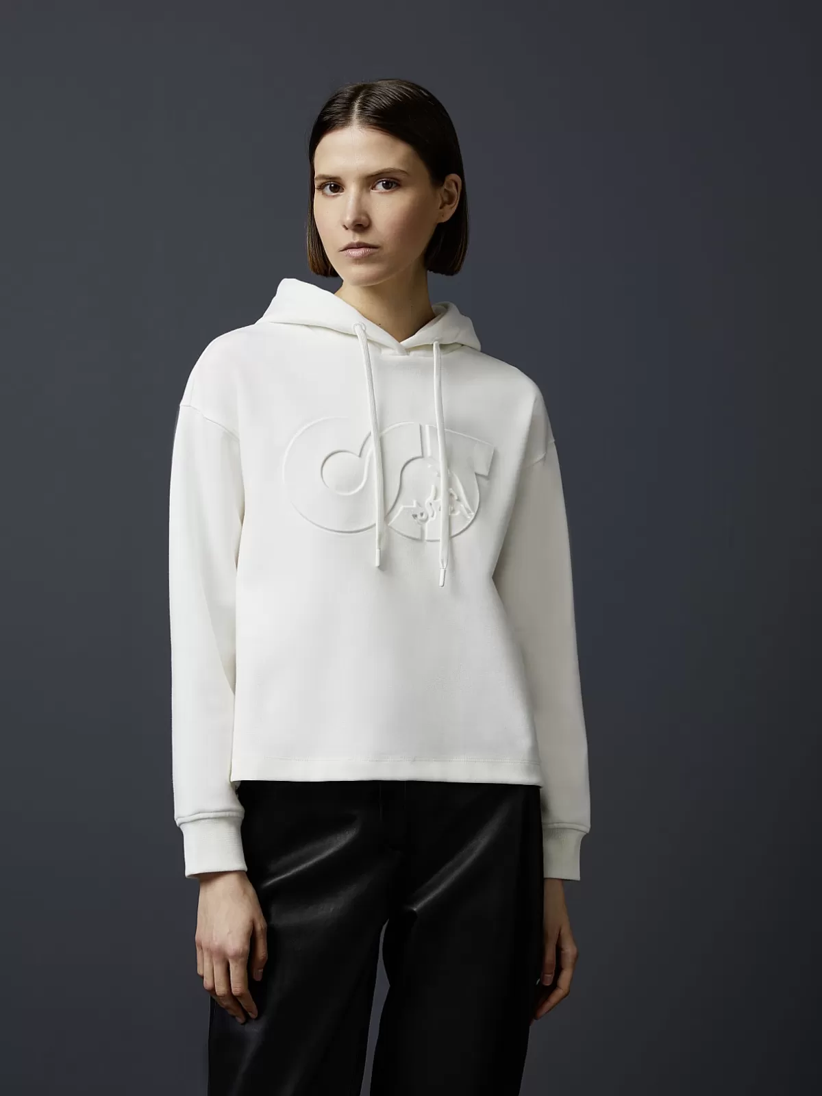 Cheap AlphaTauri Cropped Logo Hoodie Off White