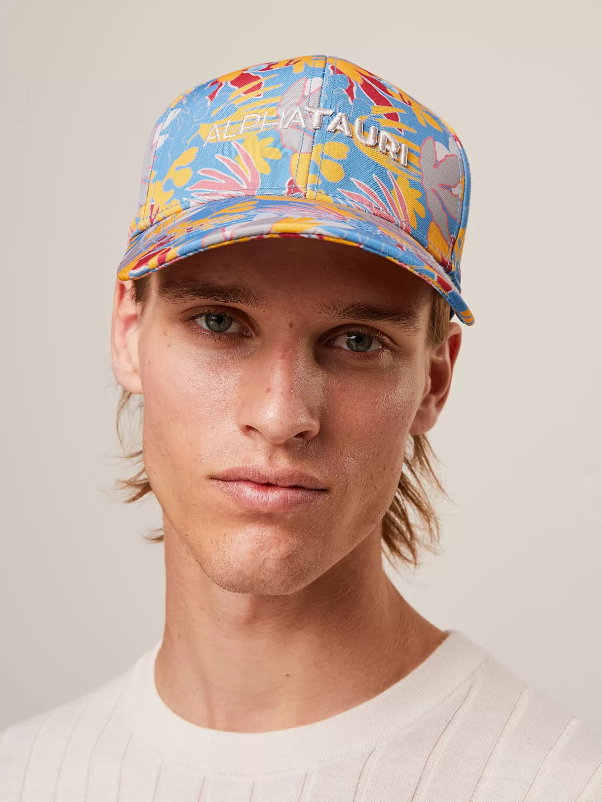 Cheap AlphaTauri Curved Cap With Floral Print Sky Blue