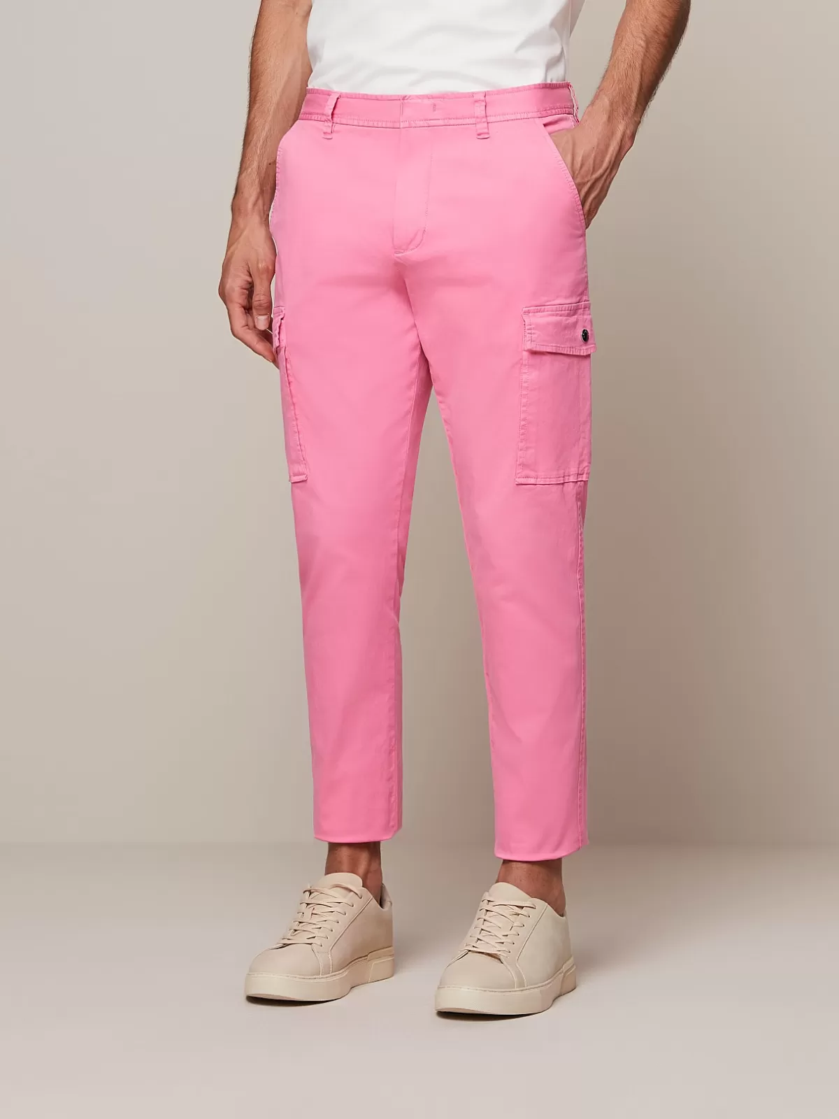 New AlphaTauri Garment-Dyed Cotton Cargo Pants Flamingo