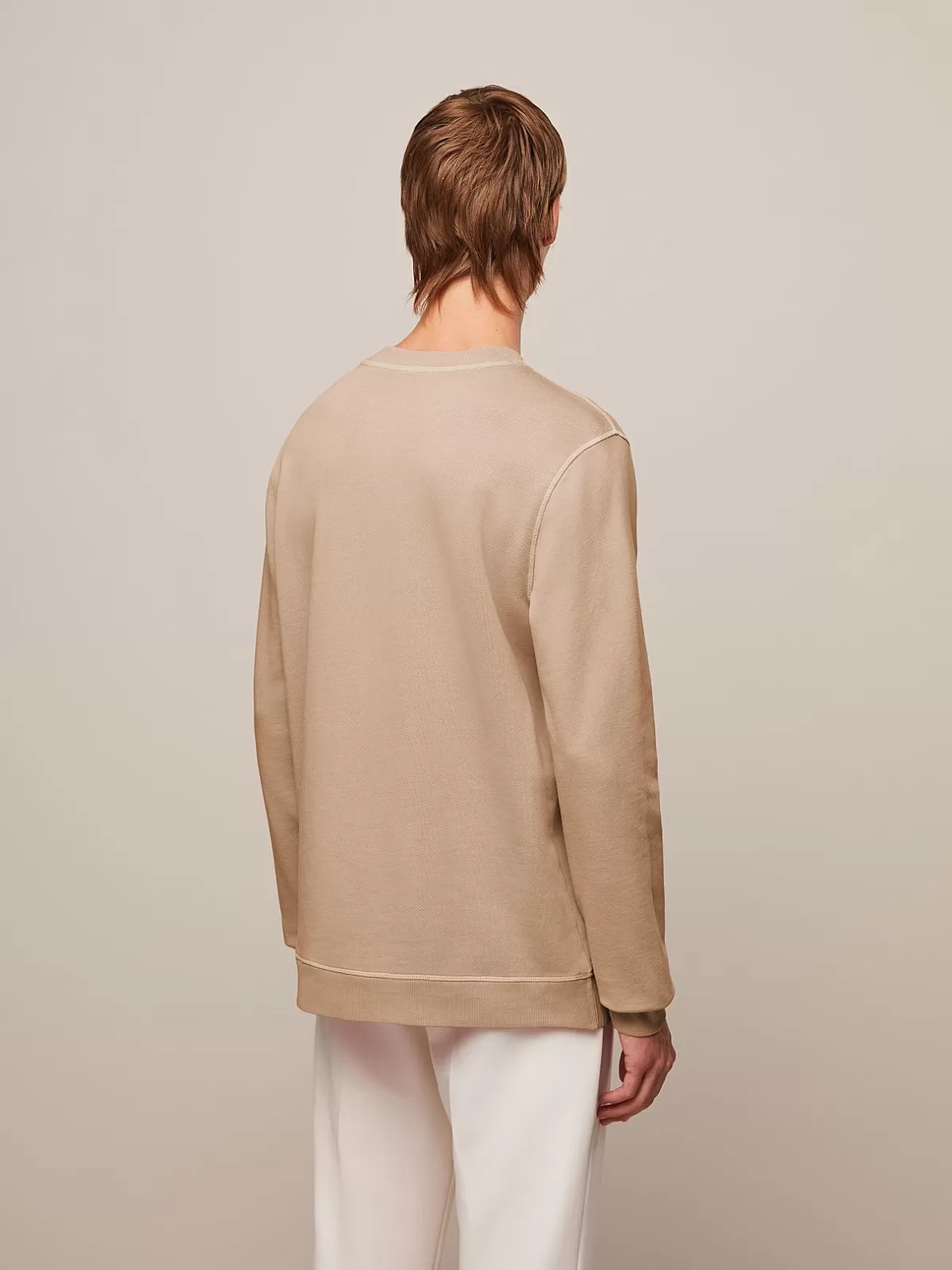 Shop AlphaTauri Garment-Dyed Cotton Sweatshirt Sand