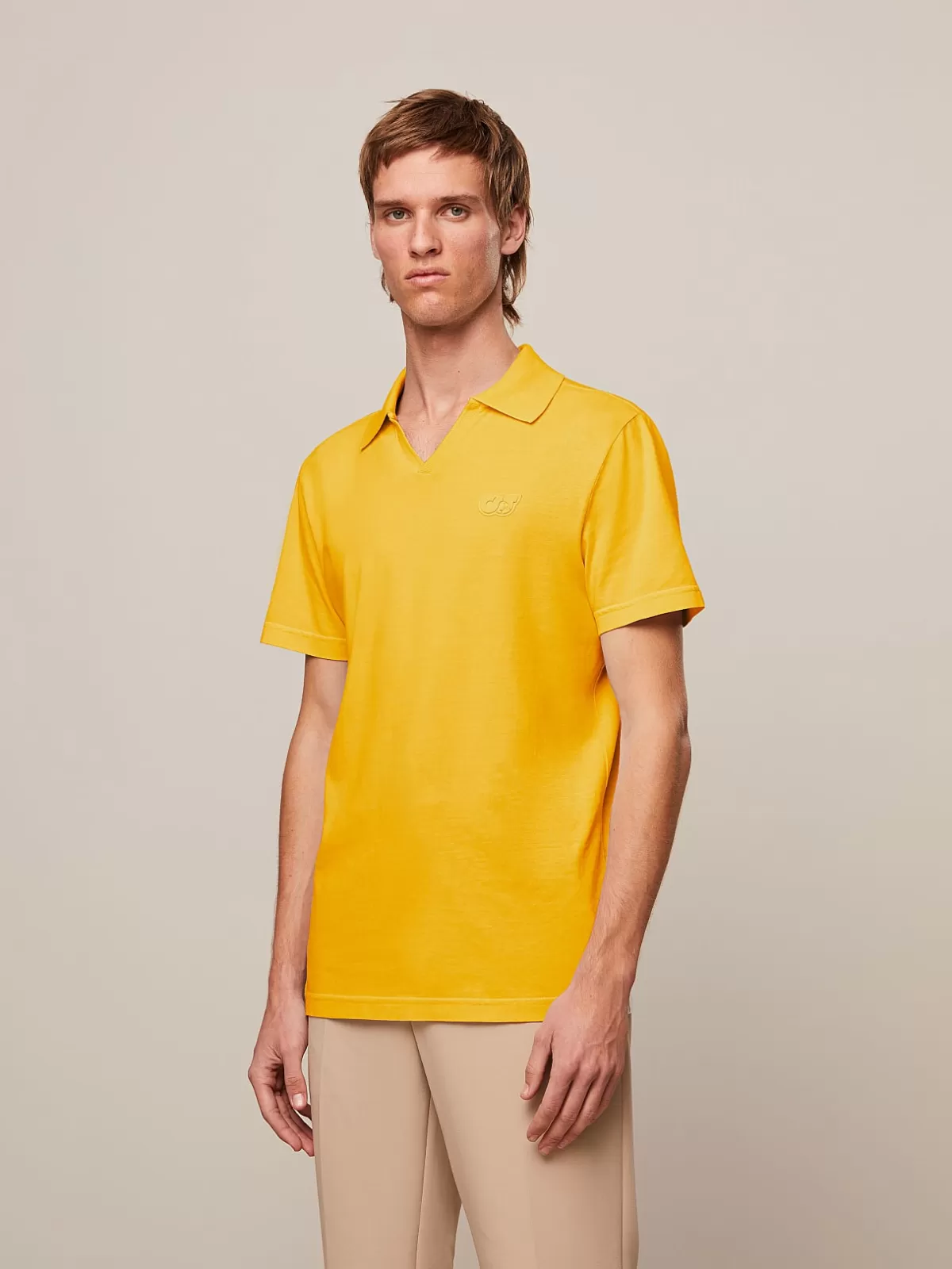 Best Sale AlphaTauri Garment-Dyed Cotton V-Neck T-Shirt Warm Yellow