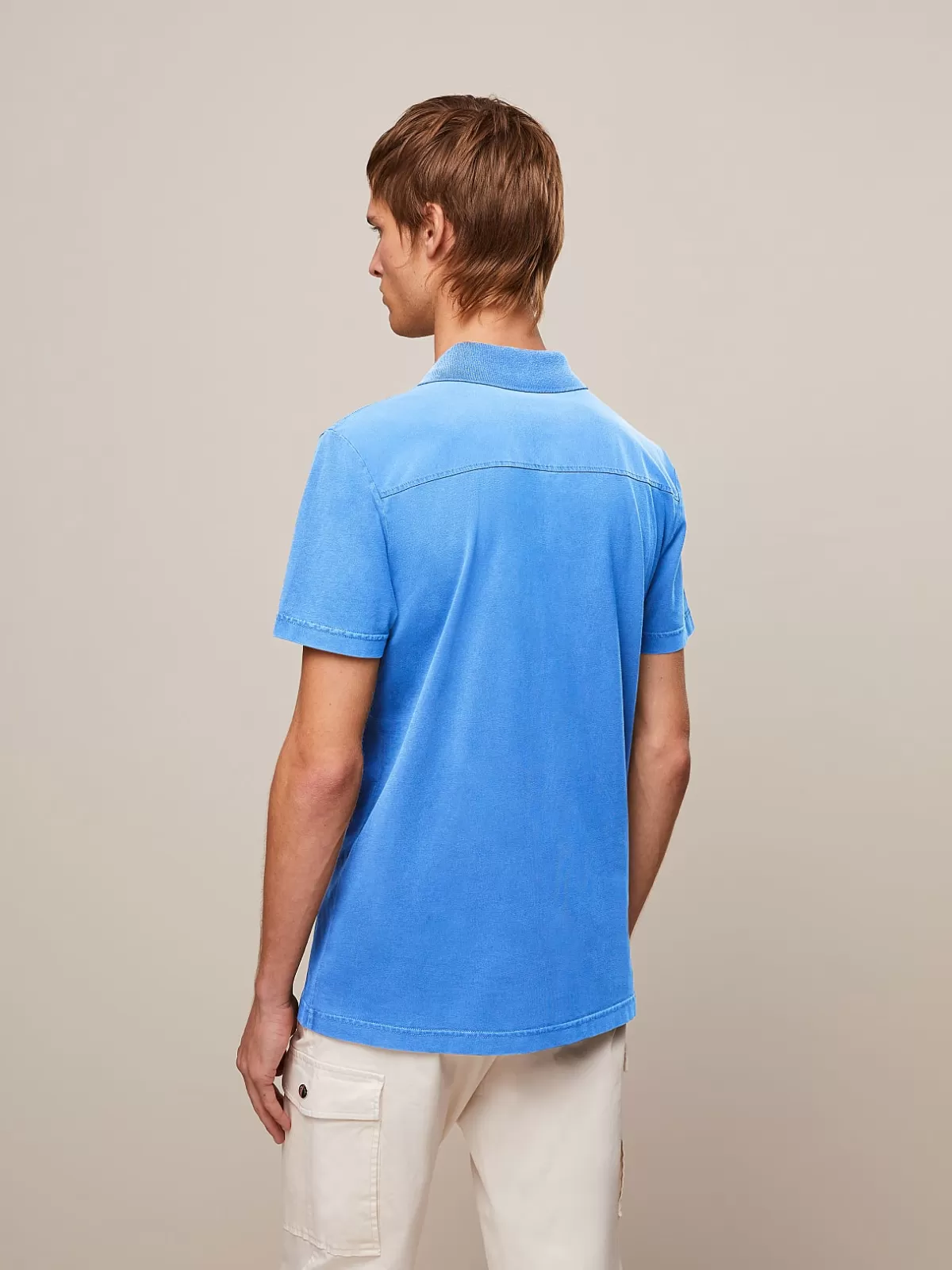 Store AlphaTauri Garment-Dyed Cotton V-Neck T-Shirt Sky Blue