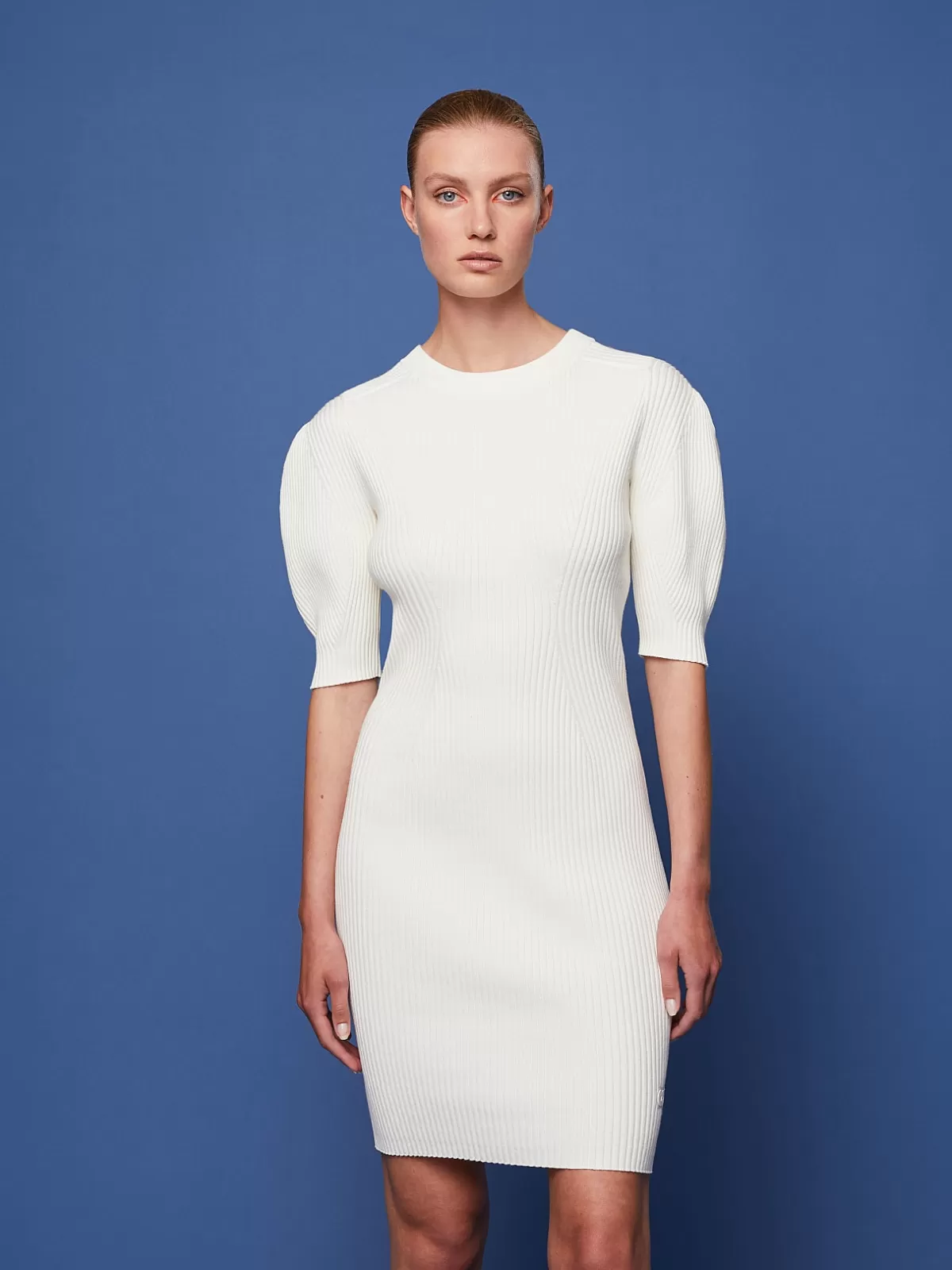 Sale AlphaTauri Knit Dress With Balloon Sleeves Ivory