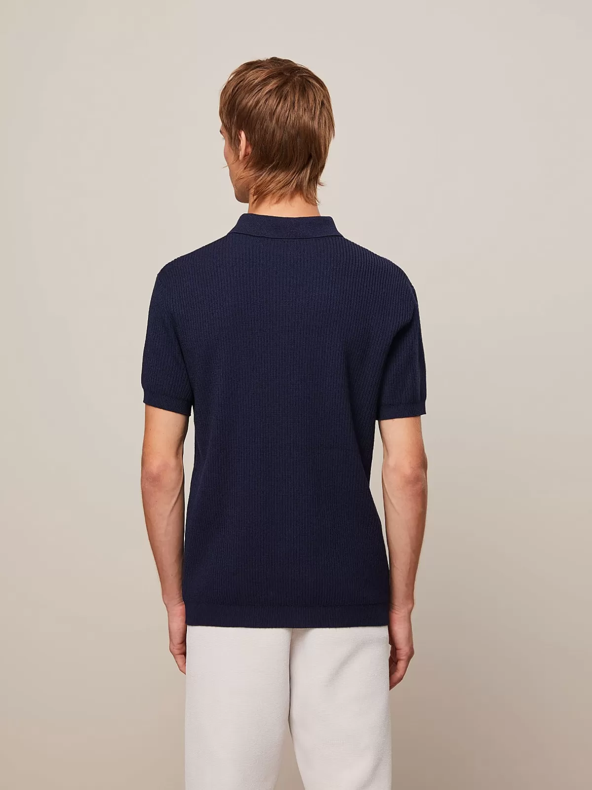 Online AlphaTauri Knit Merino-Blend Polo Shirt Navy