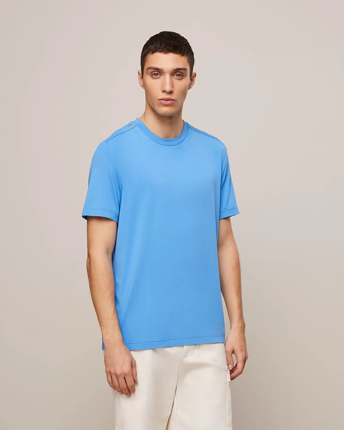 Store AlphaTauri Lightweight Viscose T-Shirt Sky Blue