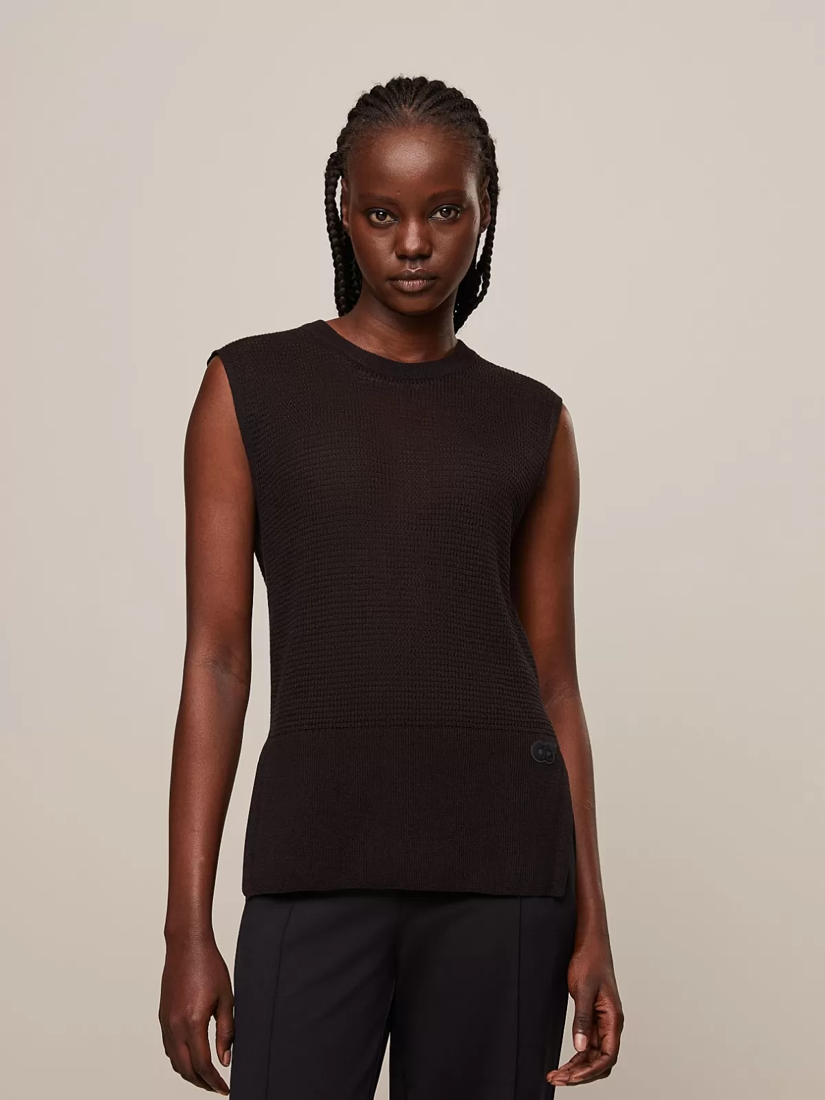 Store AlphaTauri Linen-Blend Knit Top Black