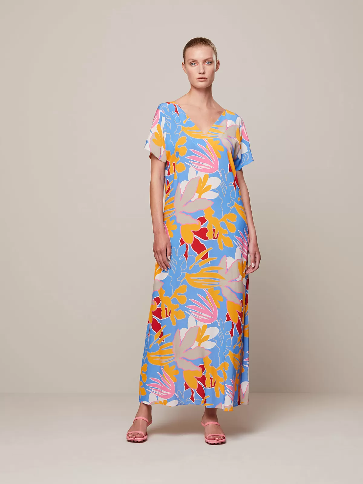 Store AlphaTauri Long Dress With Floral Print Sky Blue