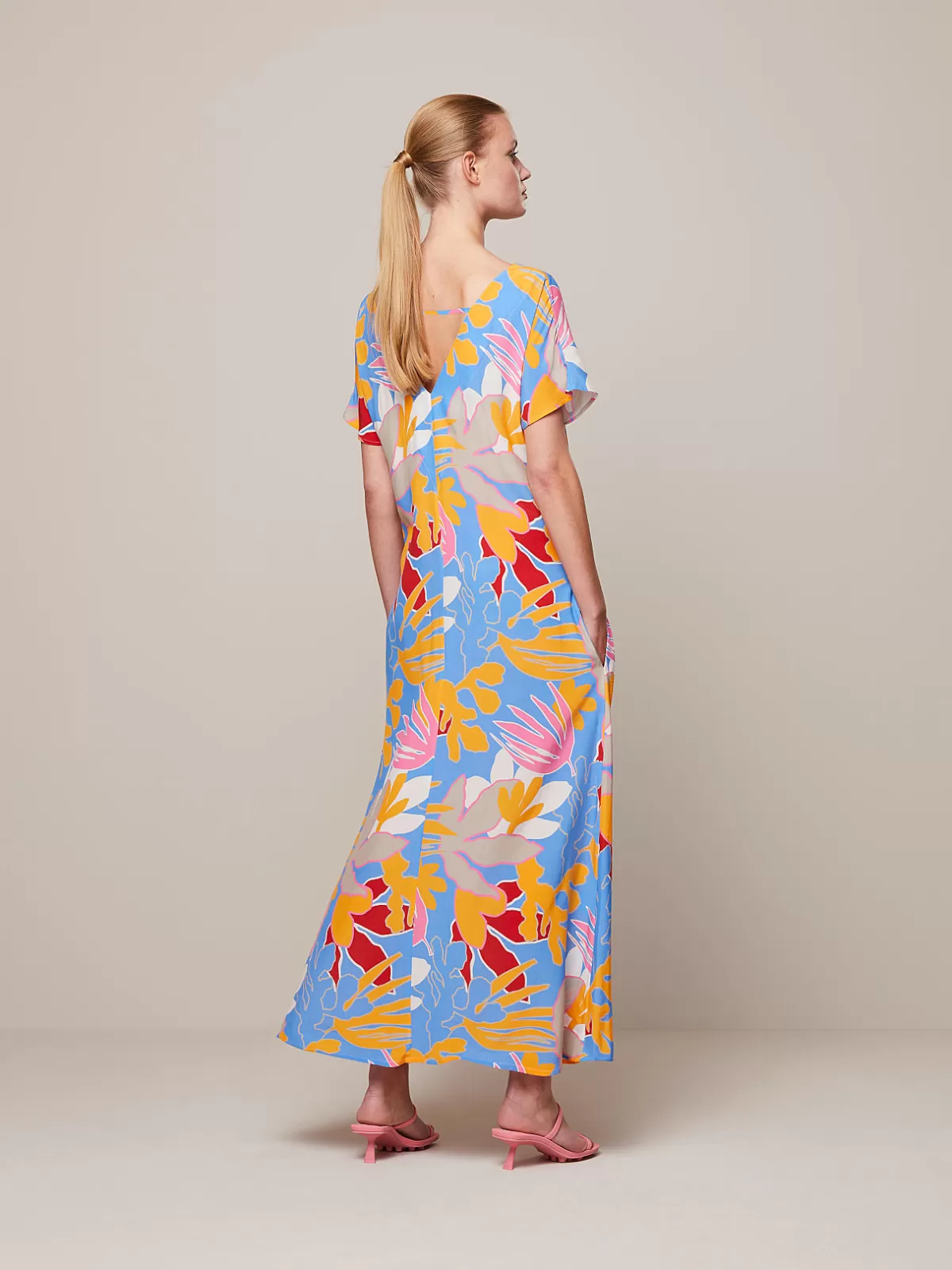 Store AlphaTauri Long Dress With Floral Print Sky Blue