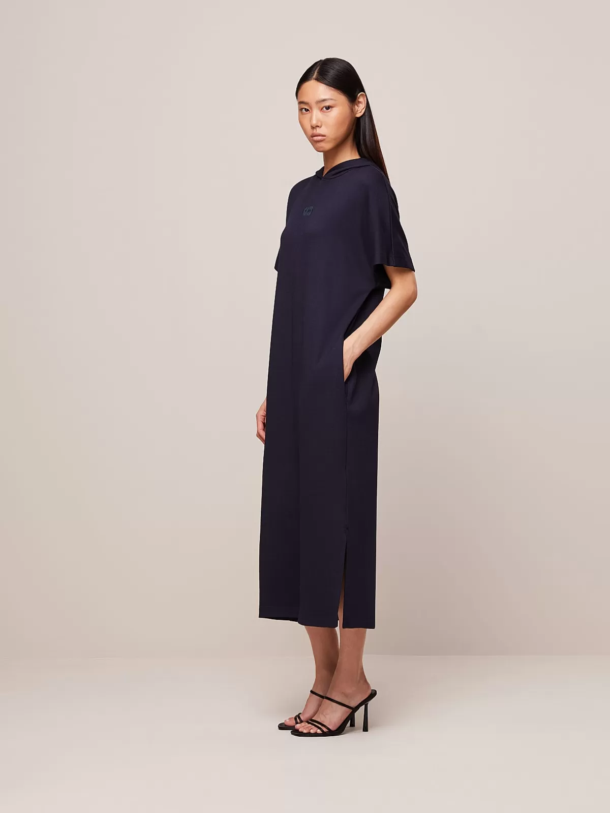 Shop AlphaTauri Long Oversized Sweat Dress Navy