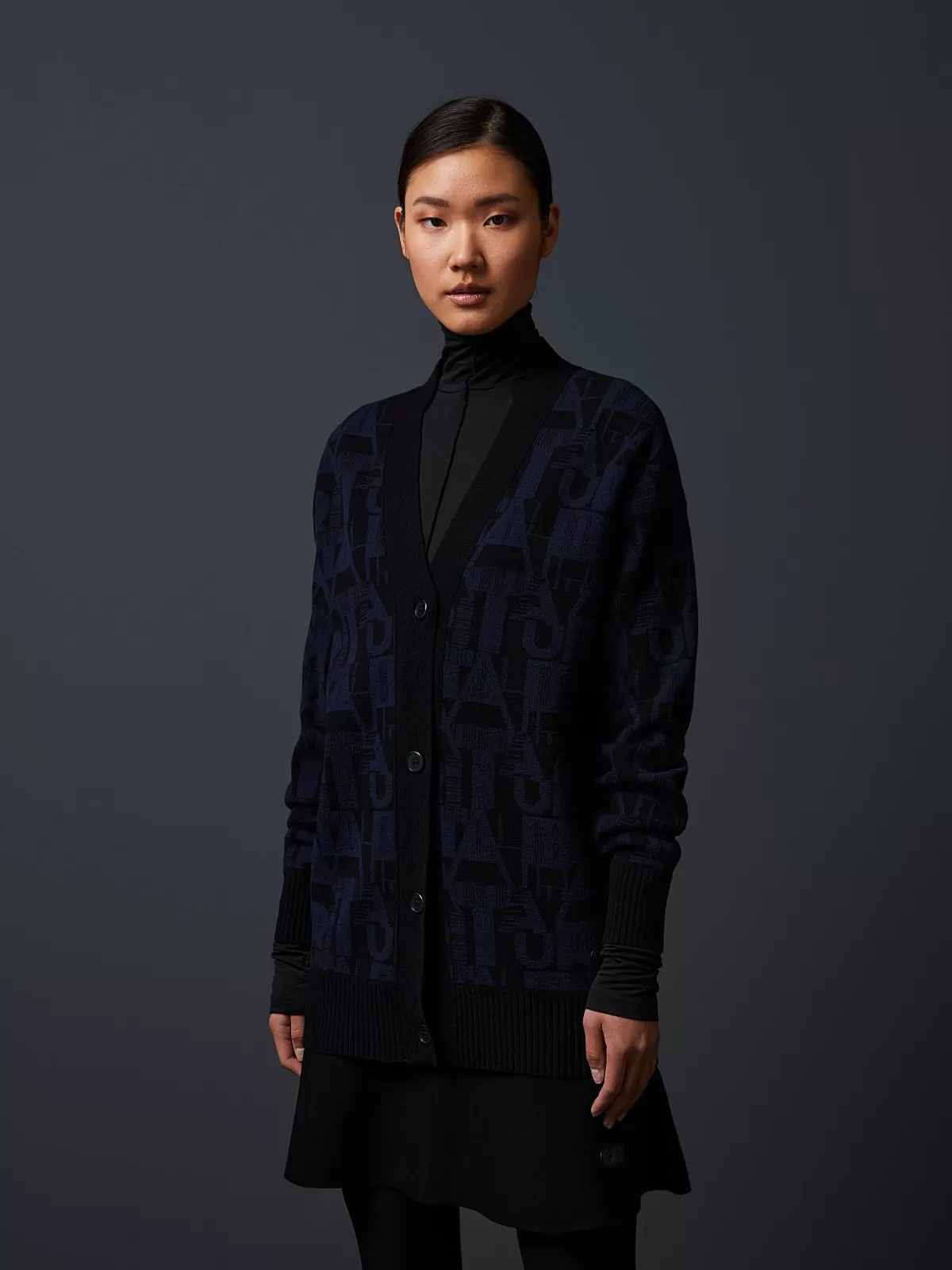 Store AlphaTauri Merino-Blend Monogram Cardigan Navy