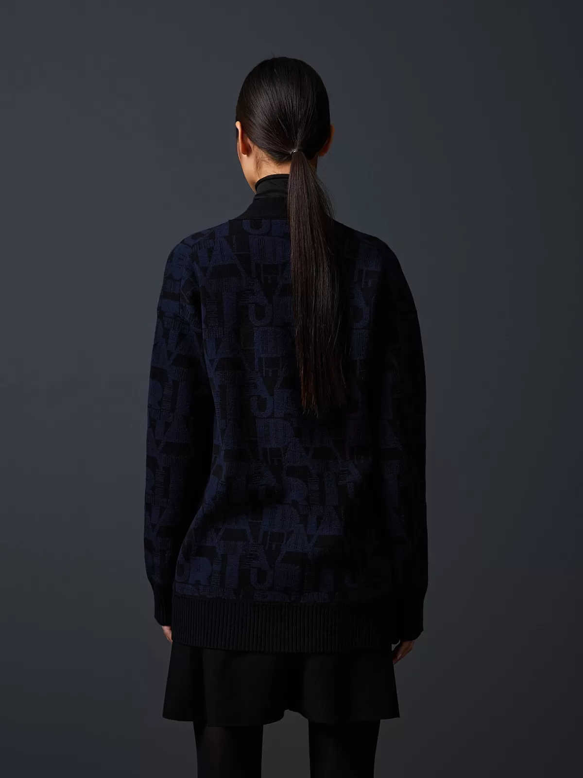 Store AlphaTauri Merino-Blend Monogram Cardigan Navy