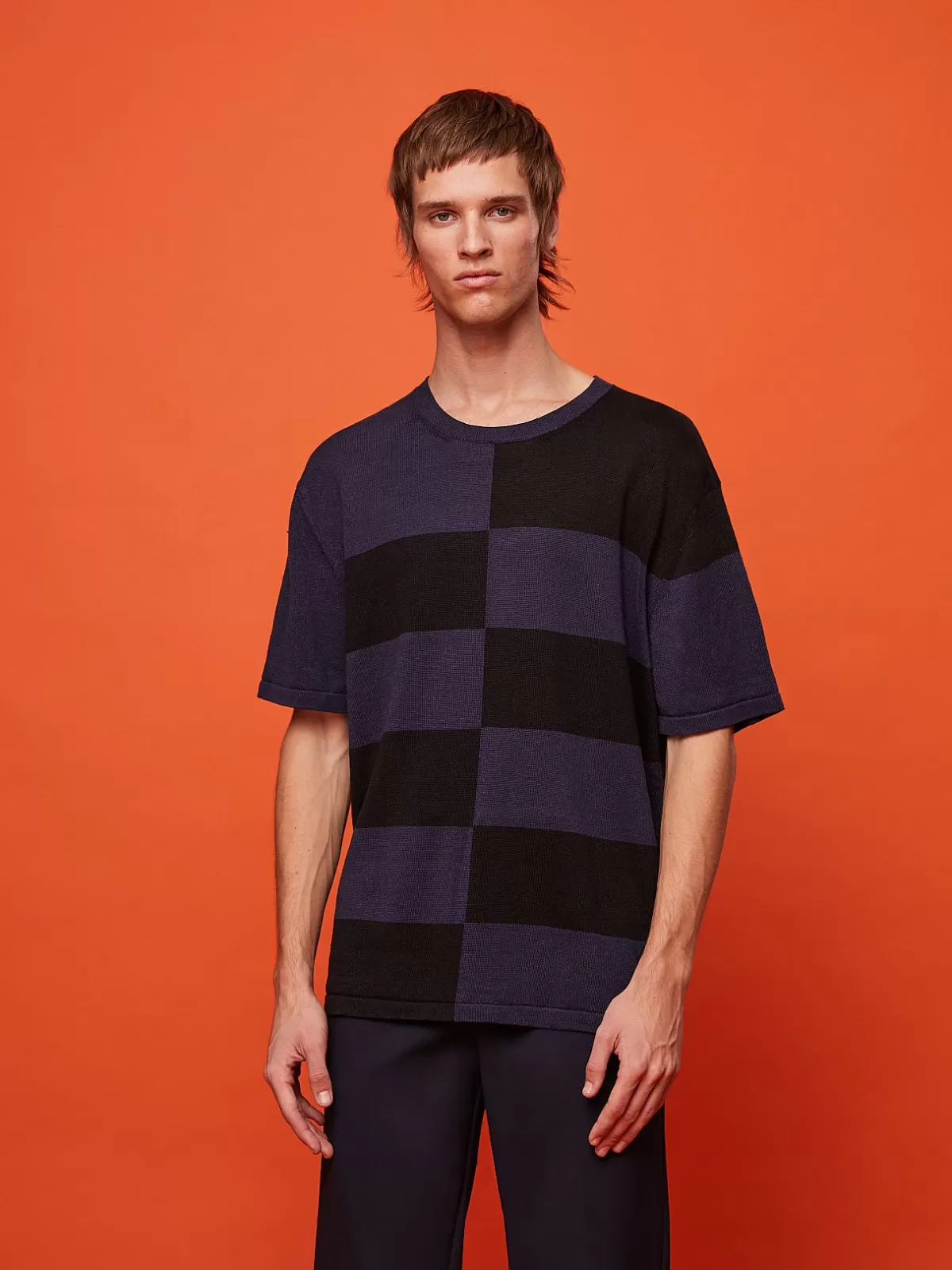 Clearance AlphaTauri Oversized Knit T-Shirt Black / Navy