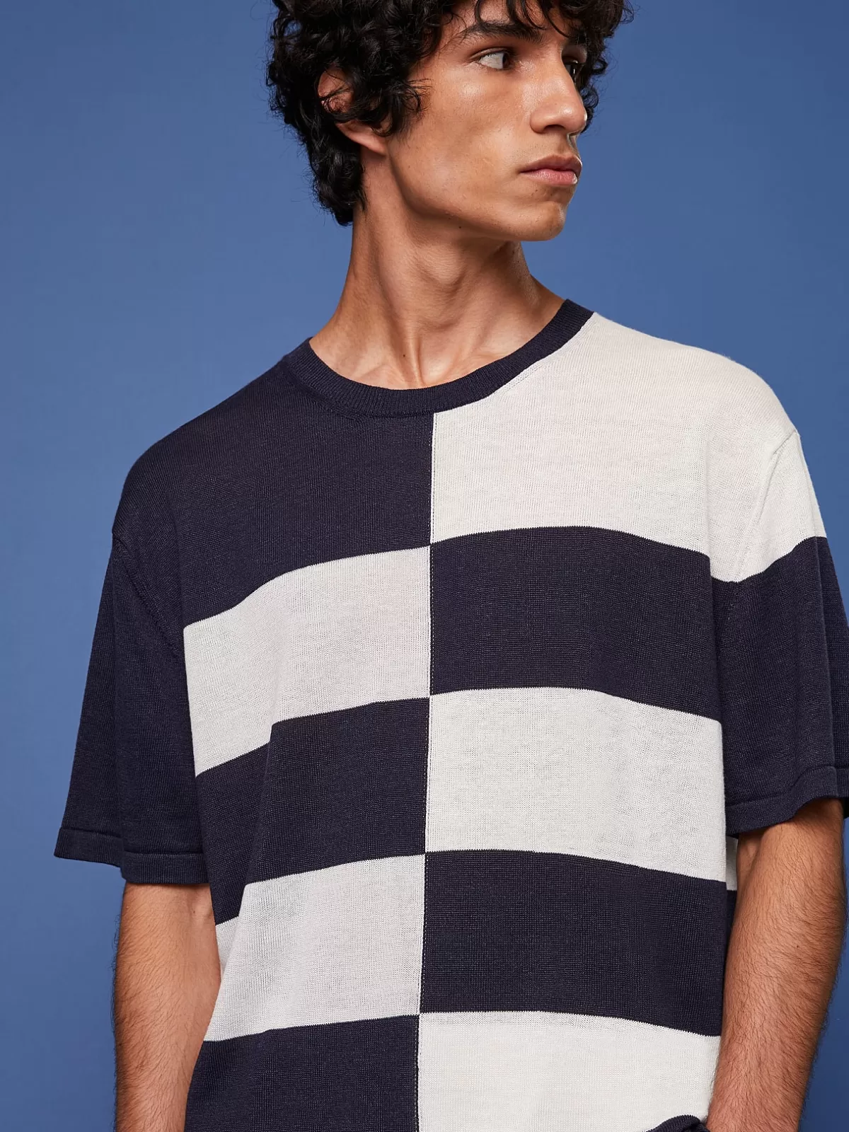 Clearance AlphaTauri Oversized Knit T-Shirt Navy / White