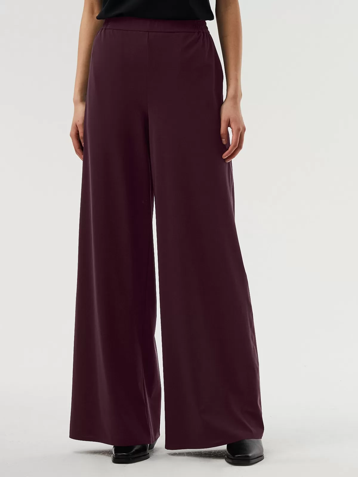 Shop AlphaTauri Power Stretch Jersey Wide Leg Pants Plum