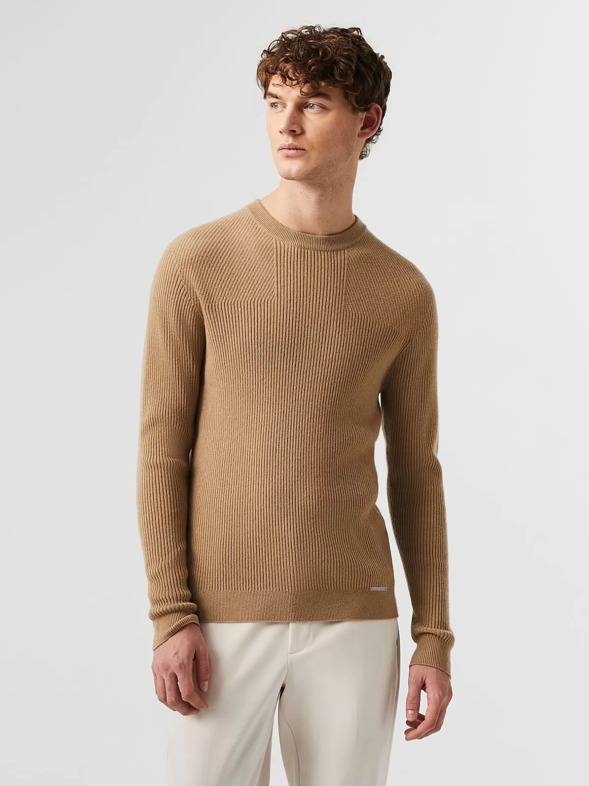 Sale AlphaTauri Seamless 3D Knit Cashmere-Blend Crewneck Sweater Brown / Beige