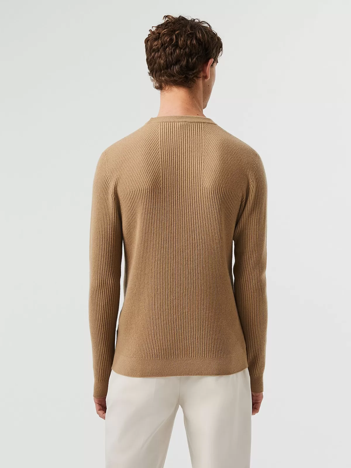 Sale AlphaTauri Seamless 3D Knit Cashmere-Blend Crewneck Sweater Brown / Beige