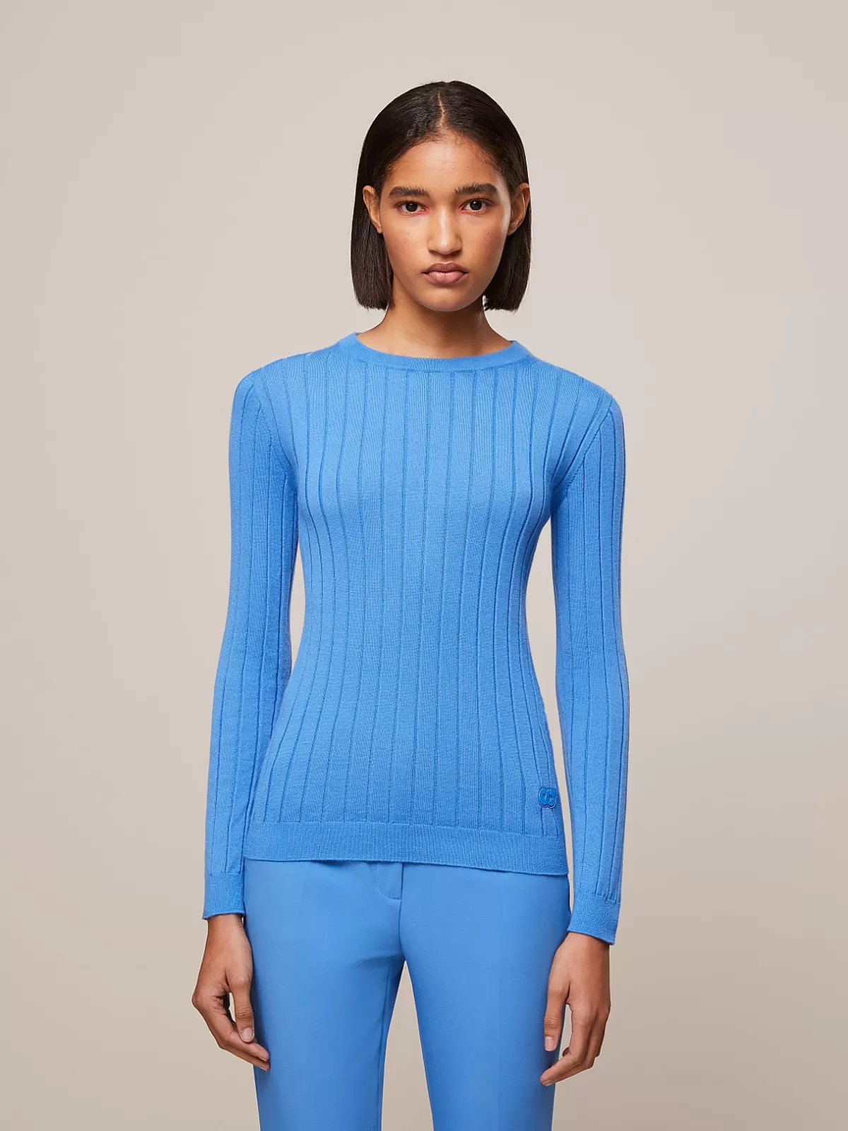 Clearance AlphaTauri Seamless 3D Knit Cashmere-Coolmax® Sweater Sky Blue