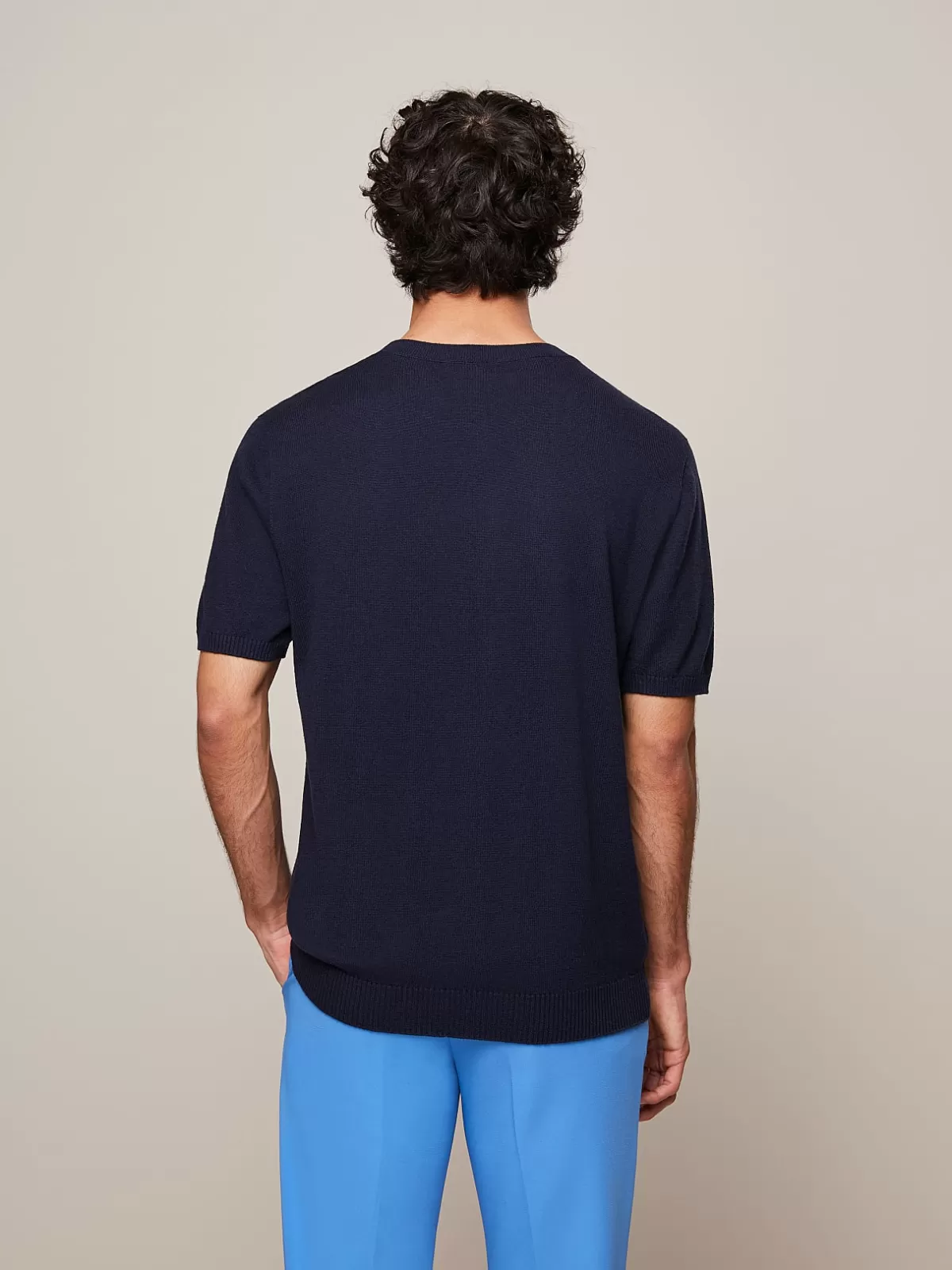 Clearance AlphaTauri Seamless 3D Knit Merino-Blend T-Shirt Navy