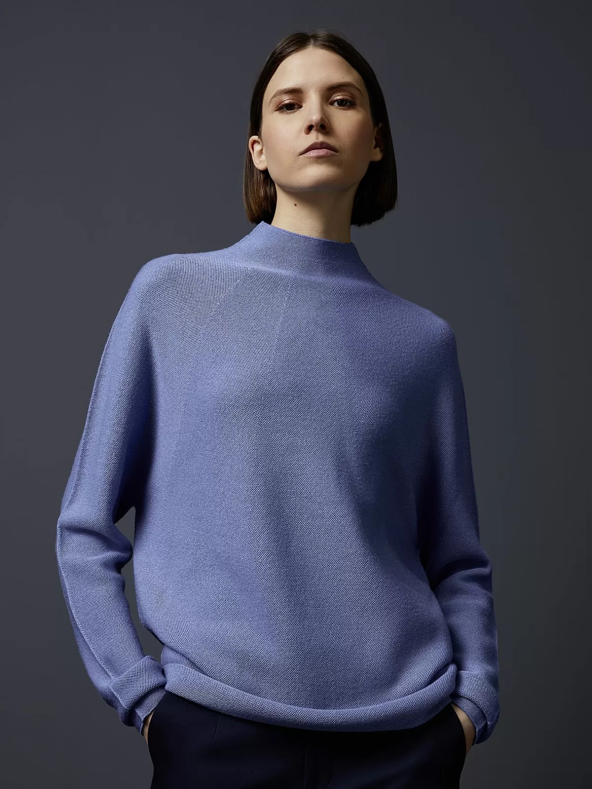 Online AlphaTauri Seamless 3D Knit Mockneck Sweater Medium Blue