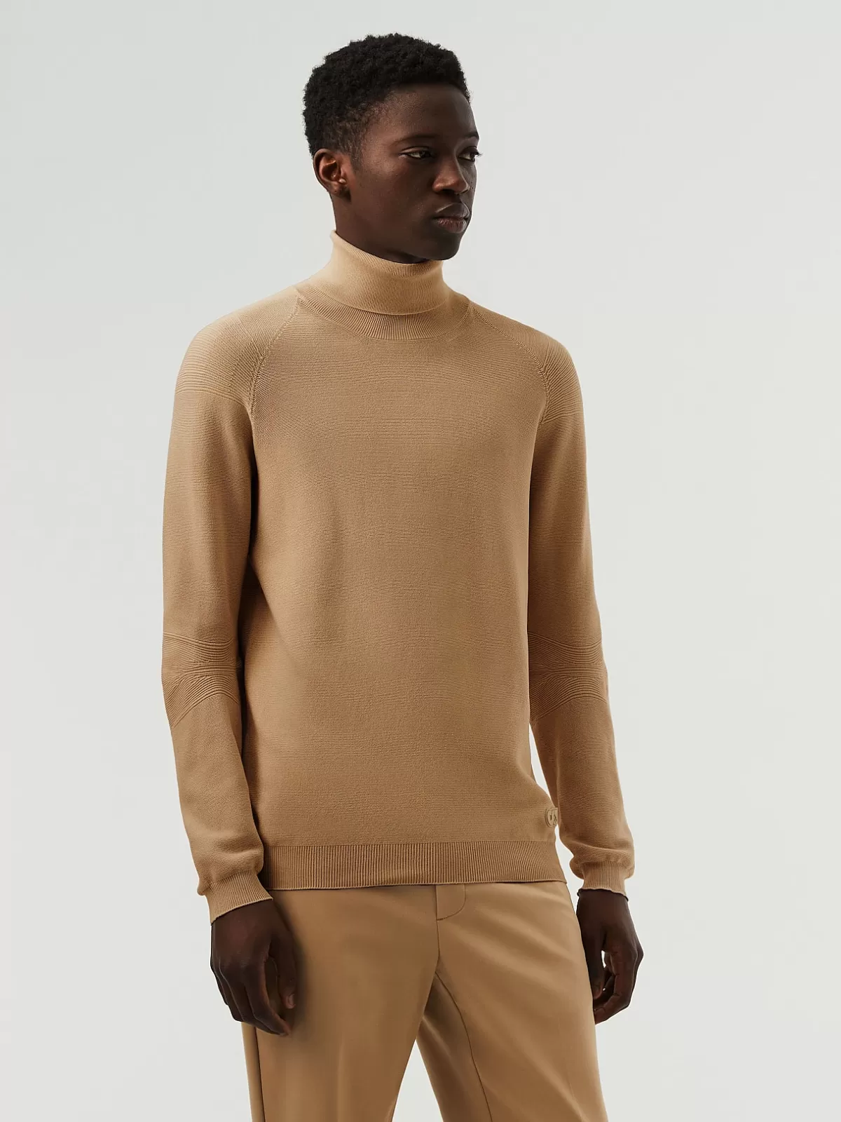 Outlet AlphaTauri Seamless 3D Performance Knit Turtleneck Sweater Brown / Beige