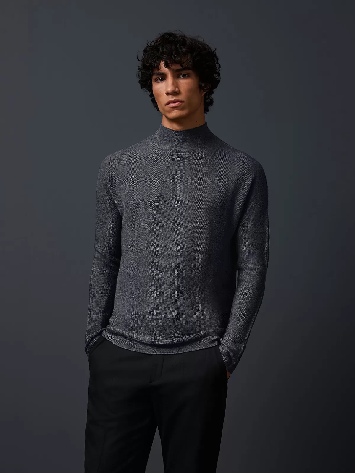 Discount AlphaTauri Seamless 3D-Knit Merino-Wool Mockneck Sweater Grey