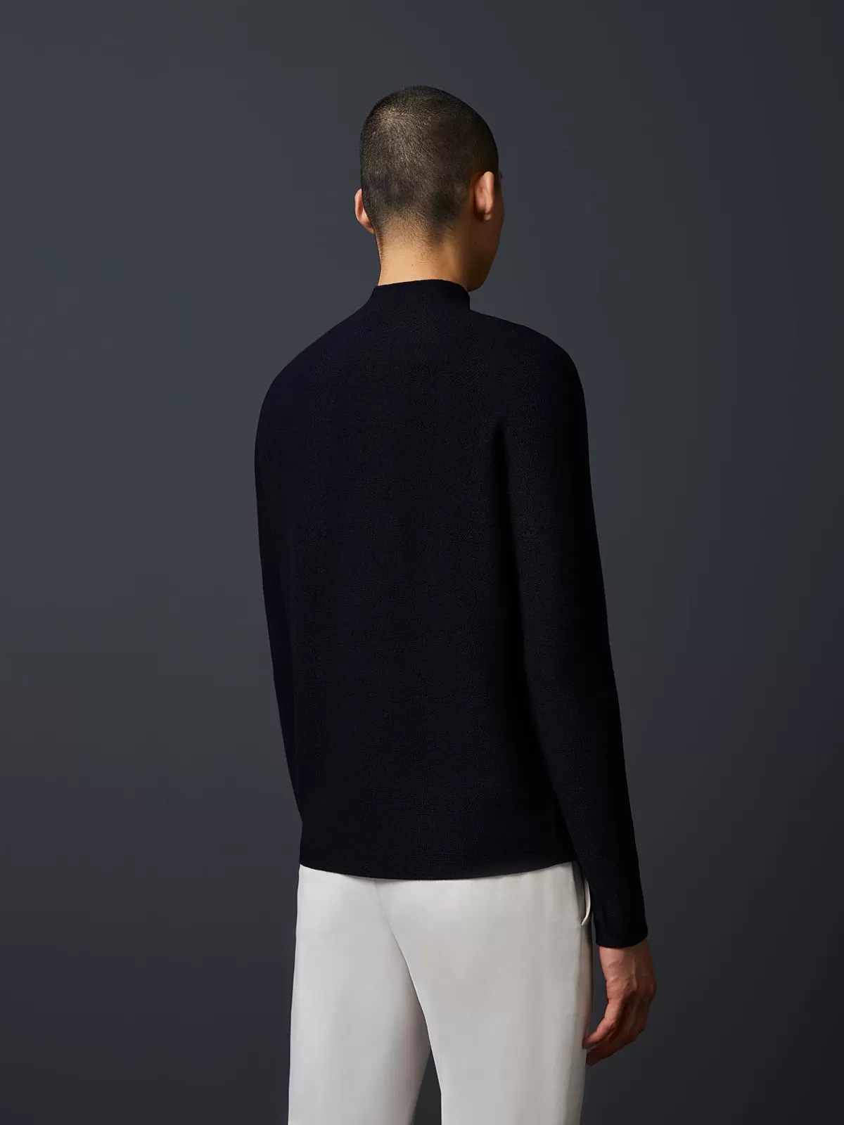 New AlphaTauri Seamless 3D-Knit Merino-Wool Mockneck Sweater Navy