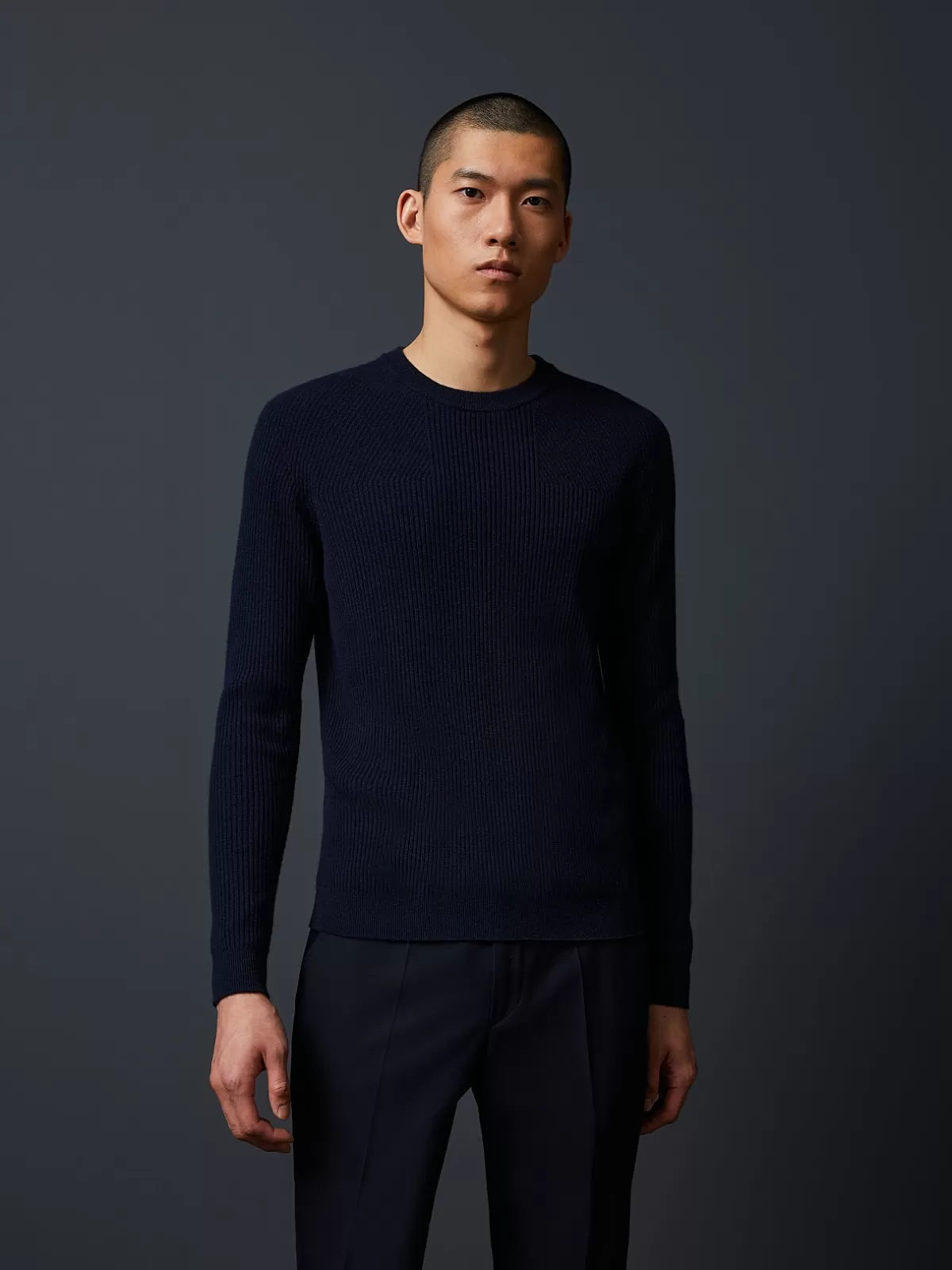 Hot AlphaTauri Seamless Cashmere-Blend Crewneck Sweater Navy