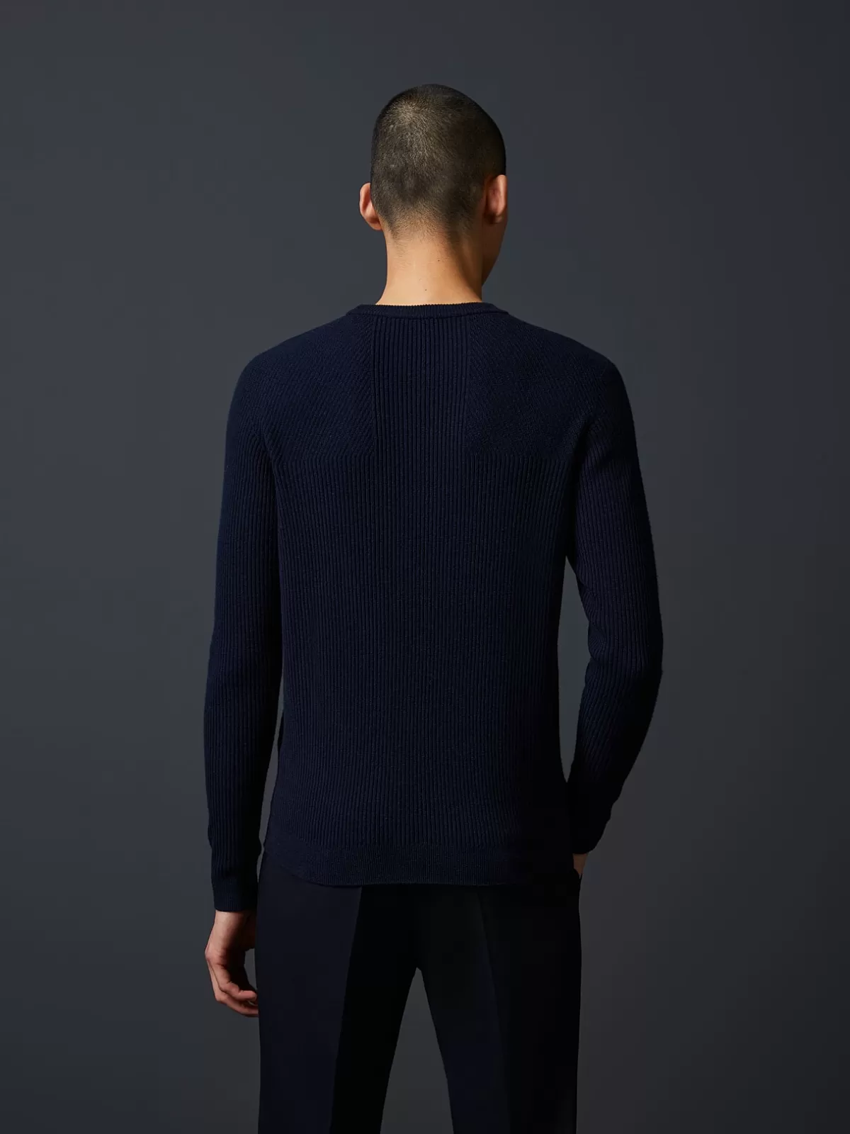 Hot AlphaTauri Seamless Cashmere-Blend Crewneck Sweater Navy