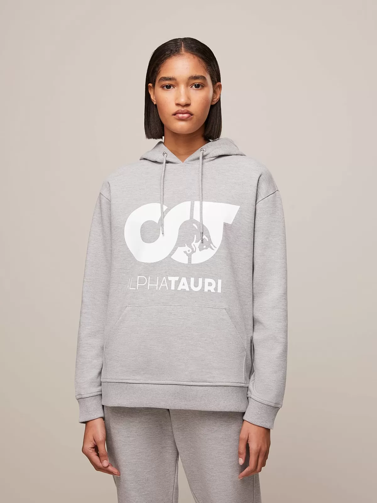 Cheap AlphaTauri Signature Logo Hoodie Grey / White