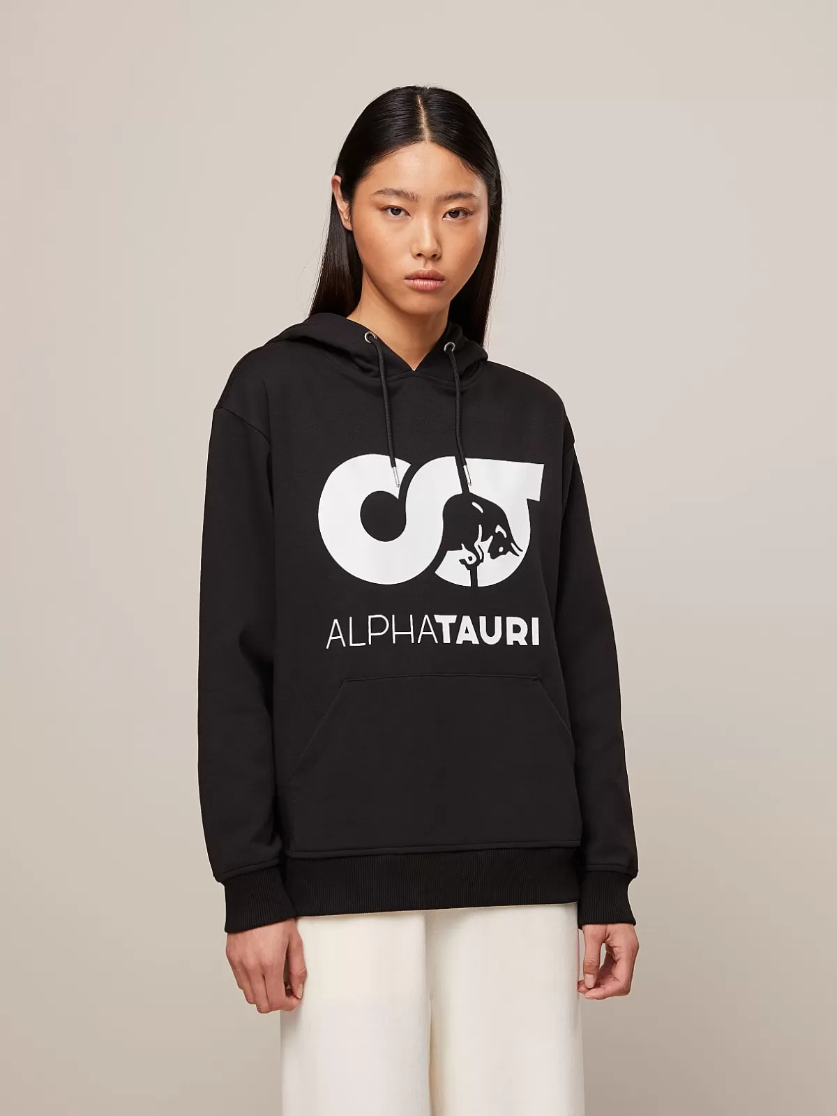 Cheap AlphaTauri Signature Logo Hoodie Black / White