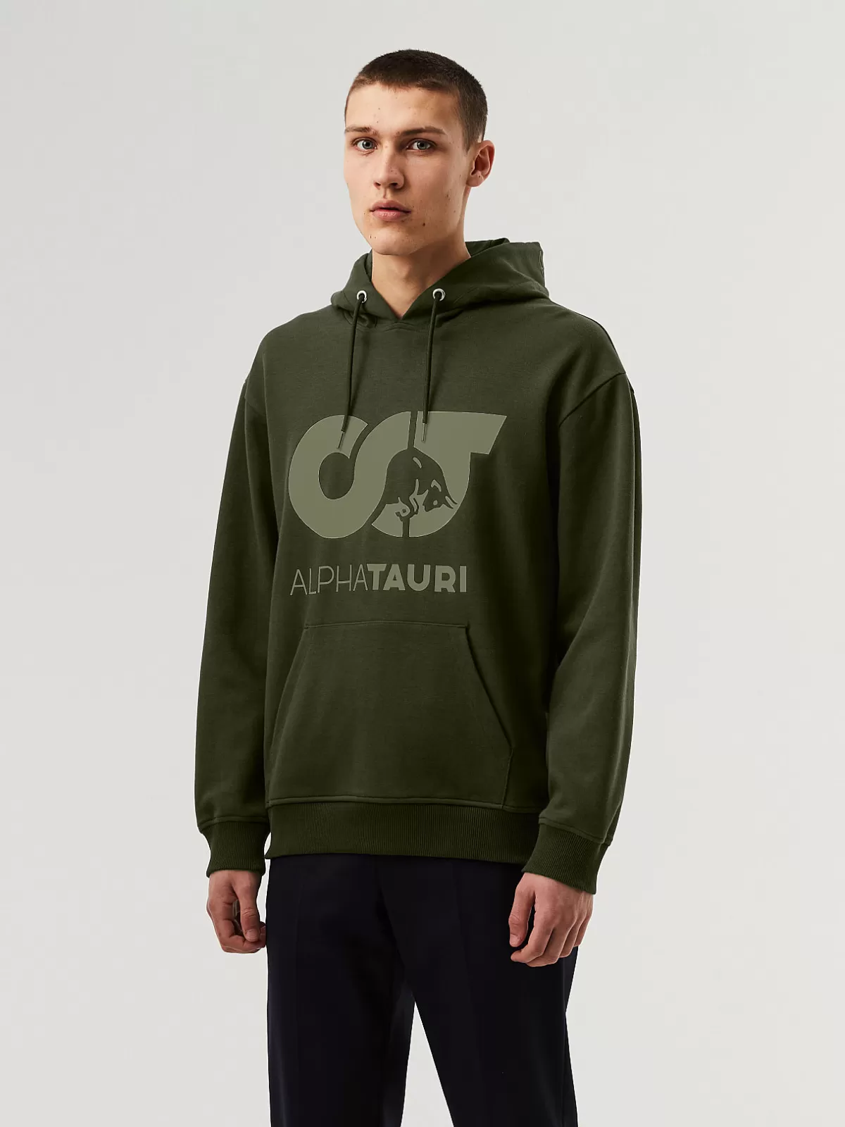 Online AlphaTauri Signature Logo Hoodie Dark Green