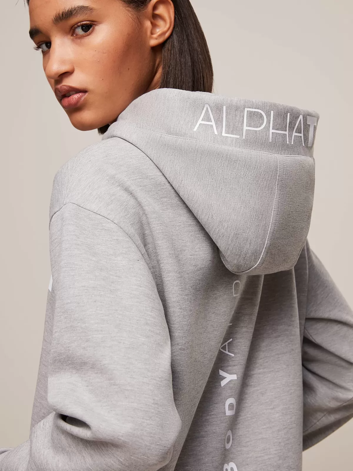 Cheap AlphaTauri Signature Logo Hoodie Grey / White