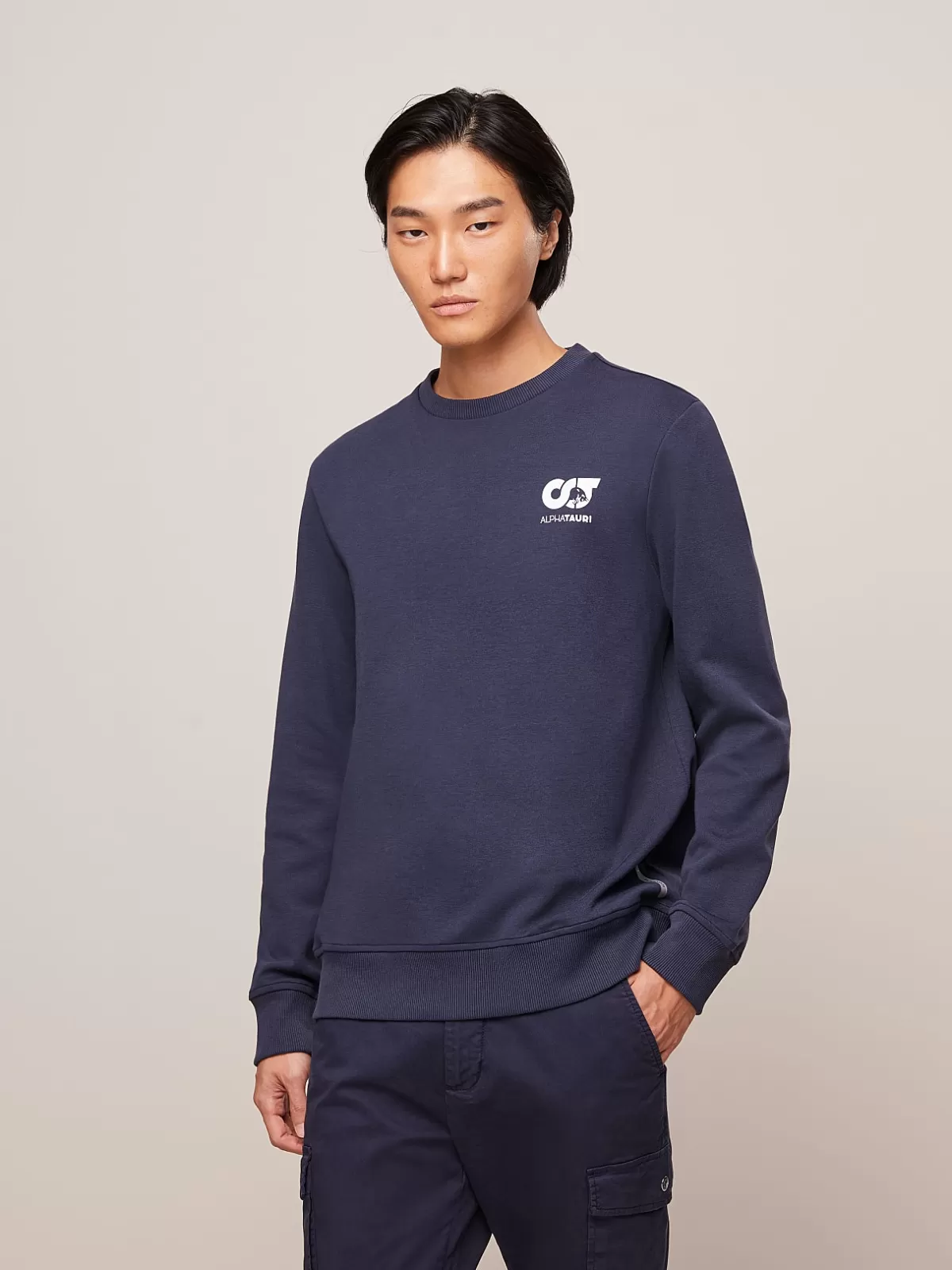 Cheap AlphaTauri Signature Logo Sweatshirt Navy