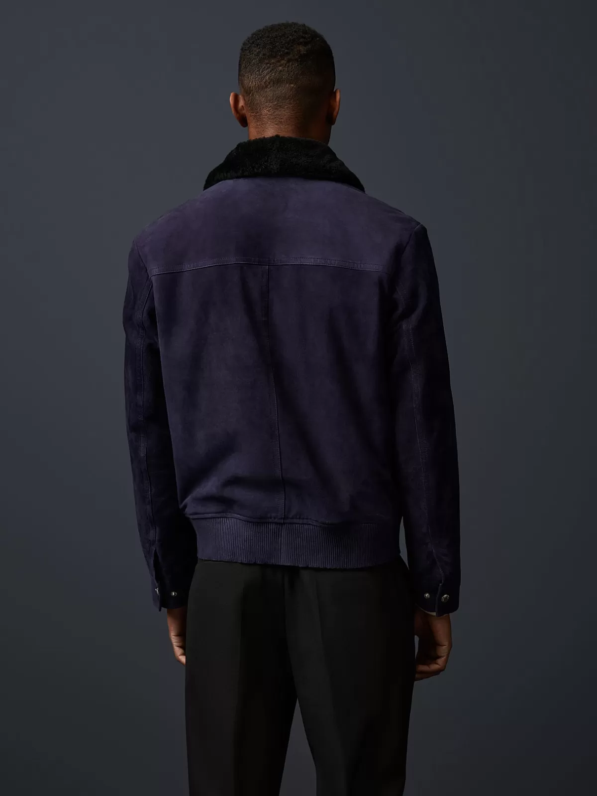 Sale AlphaTauri Suede Leather Jacket Navy