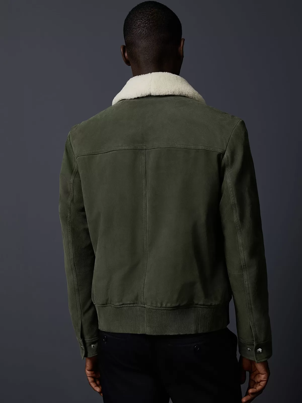 Flash Sale AlphaTauri Suede Leather Jacket Green