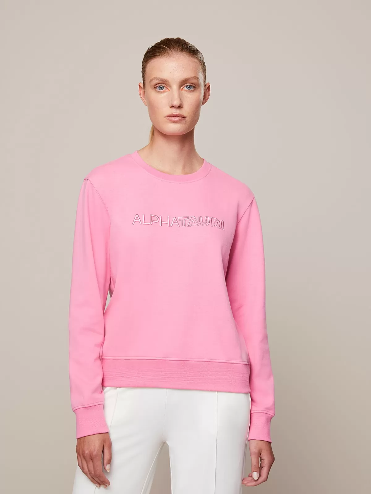 Hot AlphaTauri Sweatshirt With Logo Embroidery Flamingo