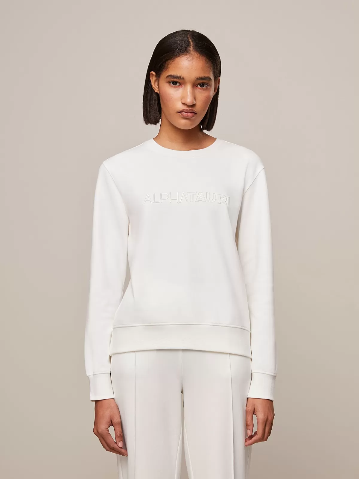 Discount AlphaTauri Sweatshirt With Logo Embroidery Ivory