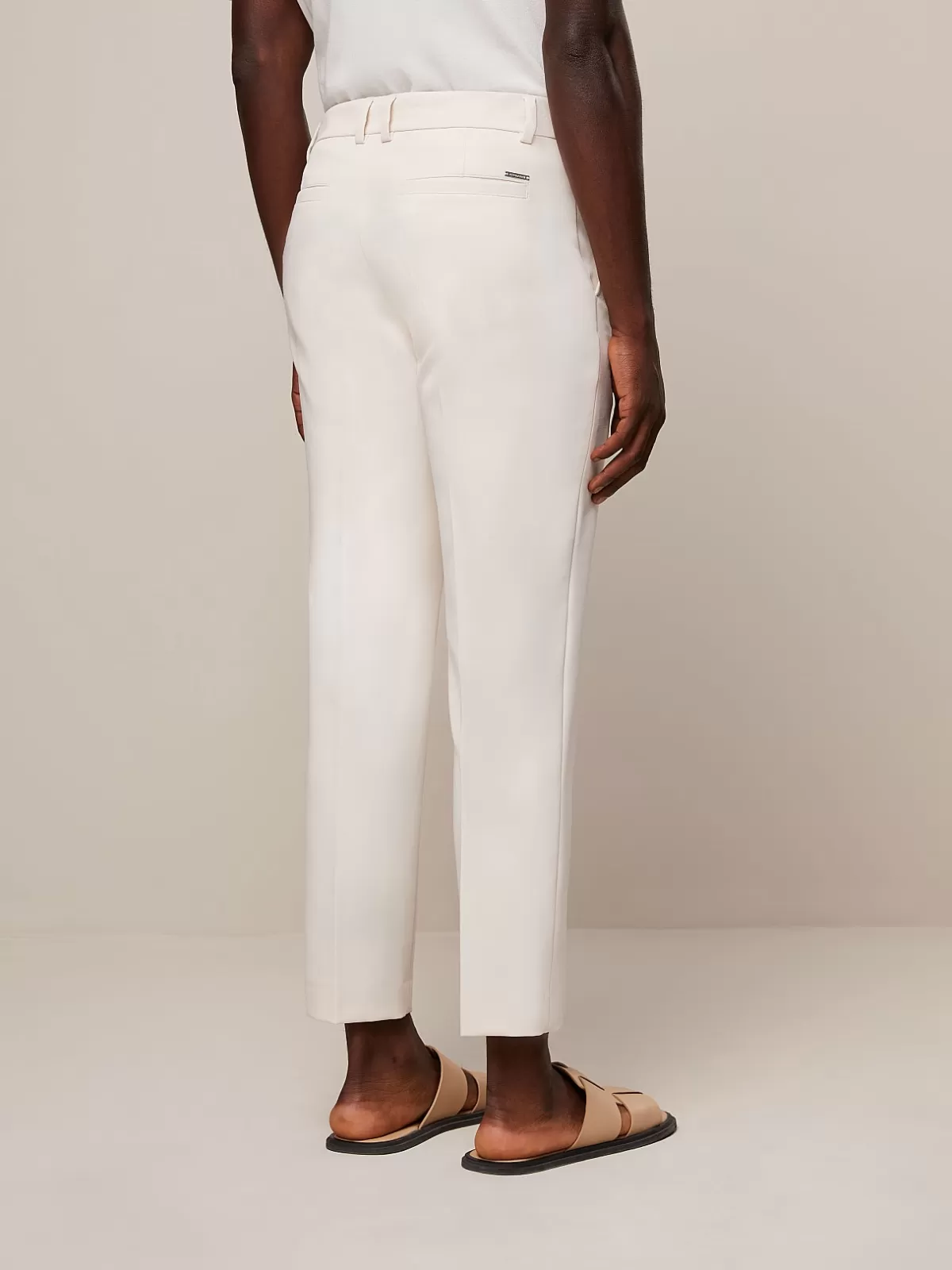 Shop AlphaTauri Tapered Pants With Pleats Off White